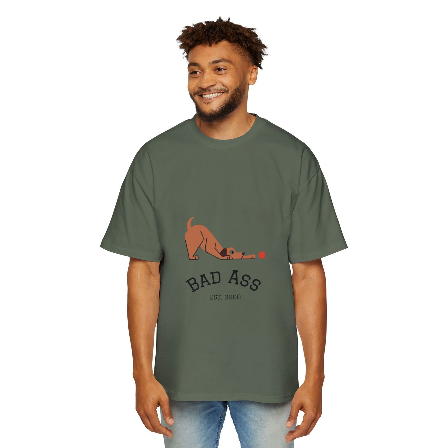 Bad Ass unisex Tee, Heavy Oversized T-Shirt for Tough Guys, Cool Streetwear Shirt, Edgy Graphic Tee, Bold Men's Fashion Top
