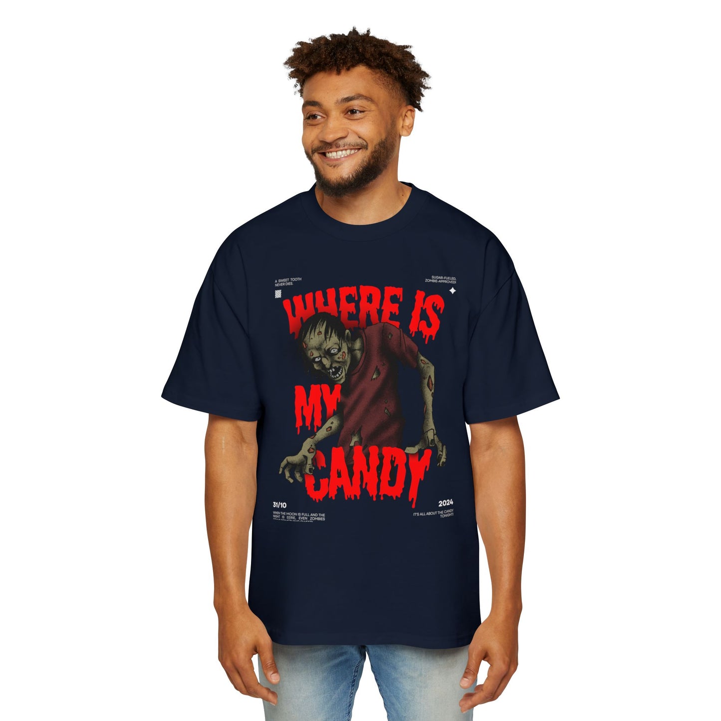 Halloween Zombie Oversized Tee, Spooky Shirt, Men's Graphic T-shirt, Casual Fall Fashion, Perfect for Halloween Parties