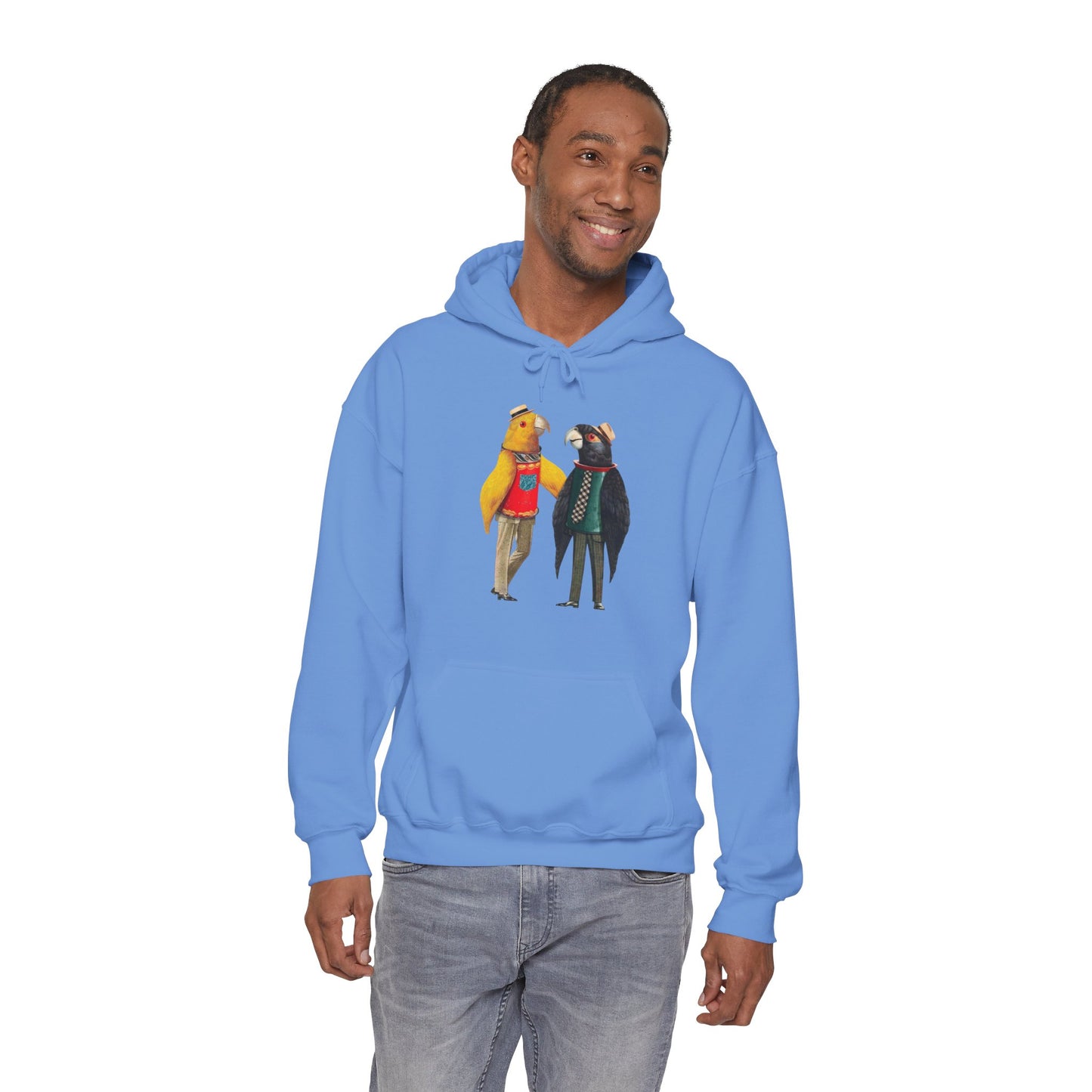 Hooded Sweatshirt Love Birds Parrots Couple Illustrations