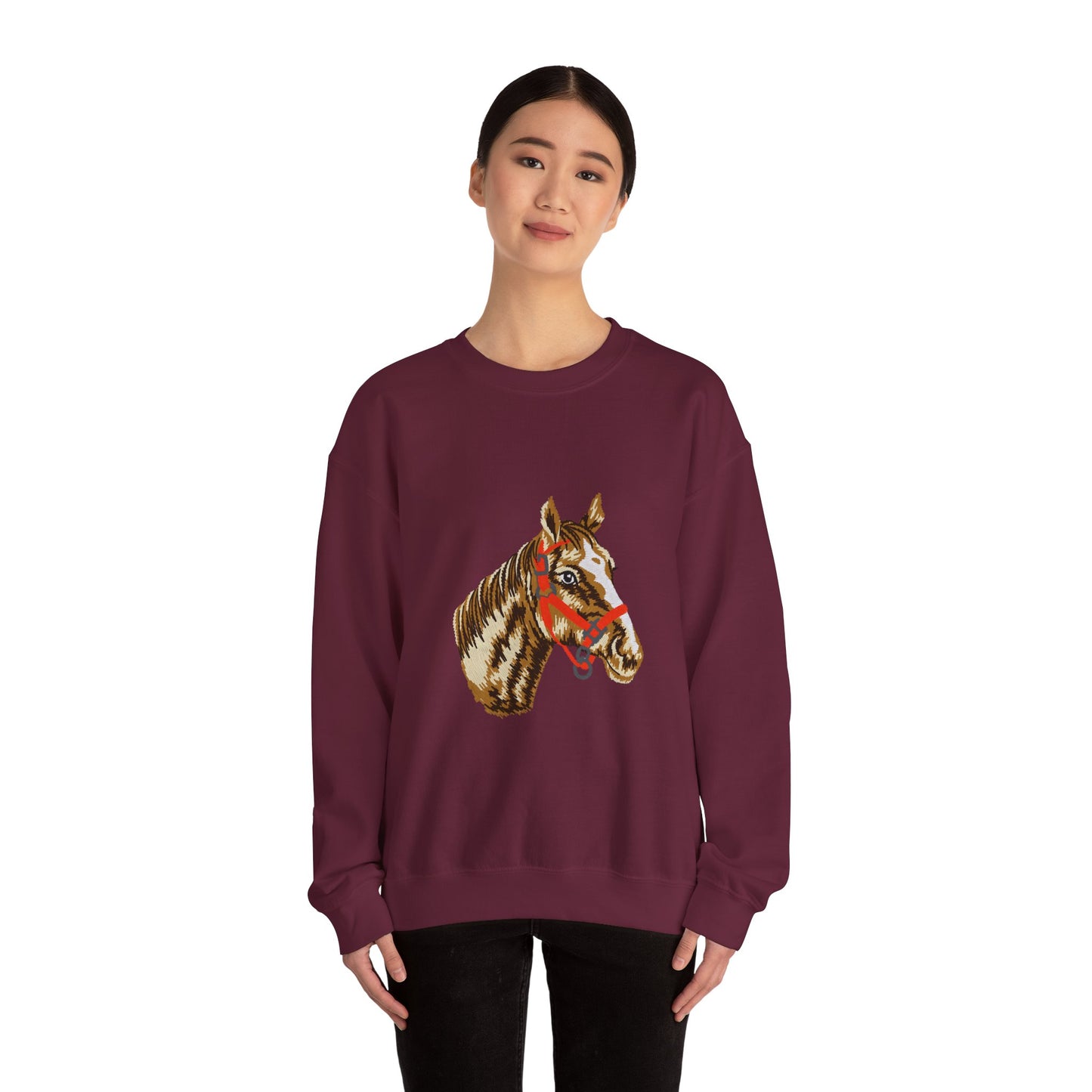 Horse Painting Heavy Blend Sweatshirt, Equestrian Art Apparel, Horse Lover Gift, Hand Painted Horse Design, Equine Sweatshirt