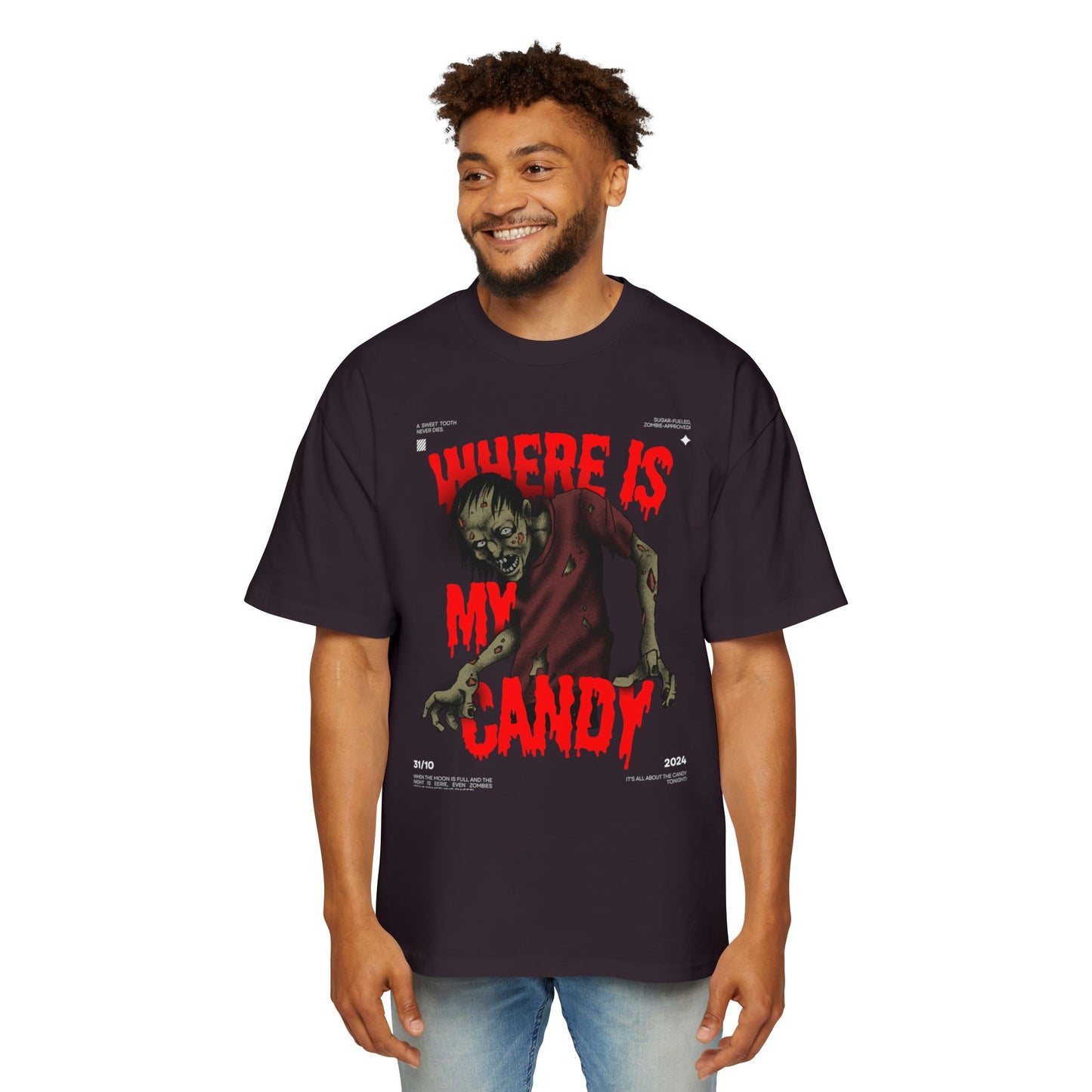 Halloween Zombie Oversized Tee, Spooky Shirt, Men's Graphic T-shirt, Casual Fall Fashion, Perfect for Halloween Parties