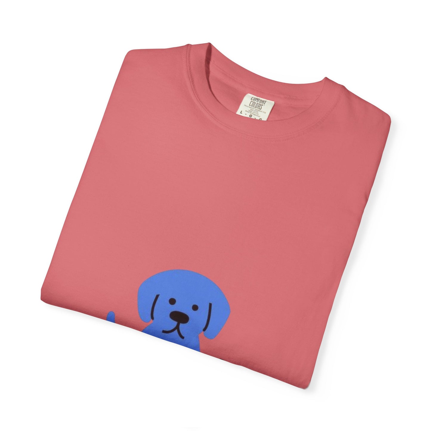 Cute Blue Dog Unisex Garment-Dyed T-shirt, Pet Lover Gift, Fashion Tee, Casual Wear, Birthday Present, Dog Lover Apparel