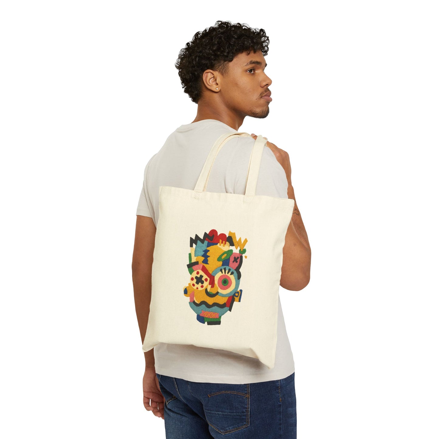 Cute Illustrated Cotton Canvas Tote Bag, Eco-Friendly Shopping Bag, Gift for Pet Lovers, Beach Tote, Everyday Carryall