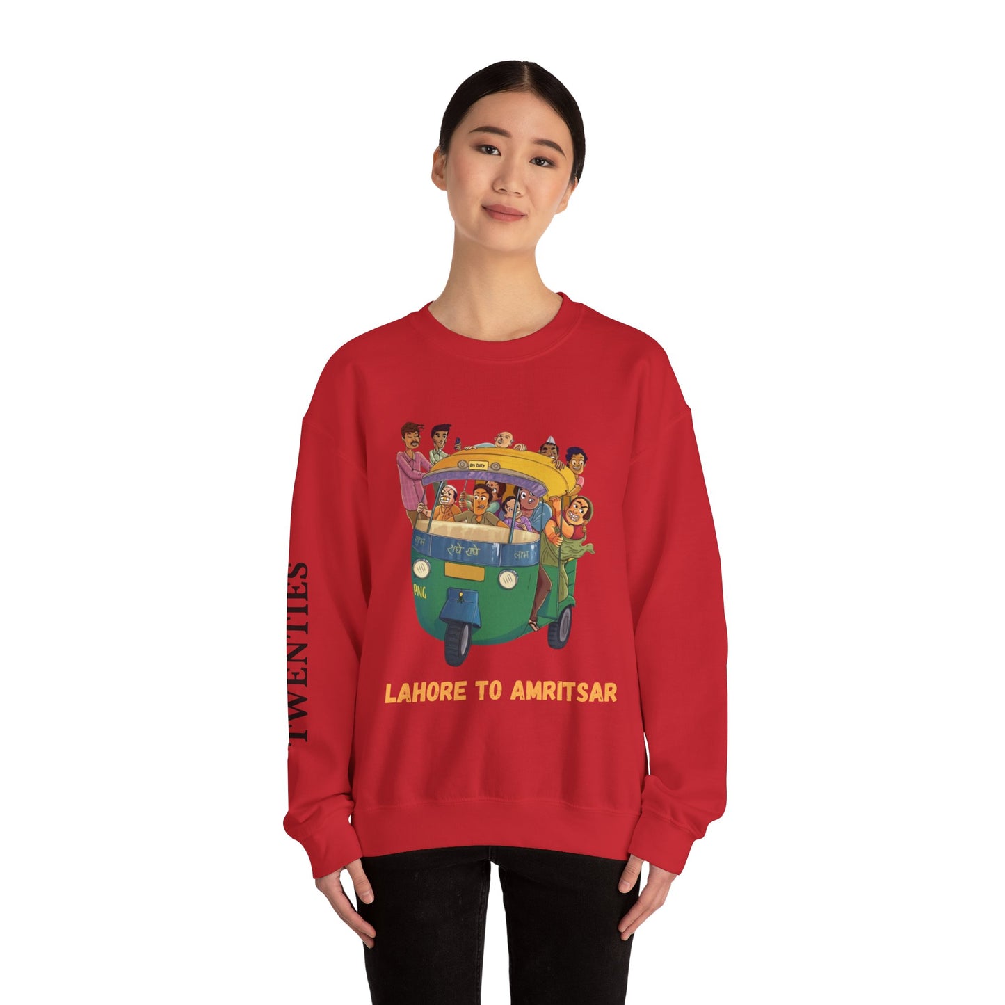 Cultural Adventure Sweatshirt - Lahore to Amritsar Design, (Customizable Text on the Arm) Unisex Crew, Comfy Casual Wear