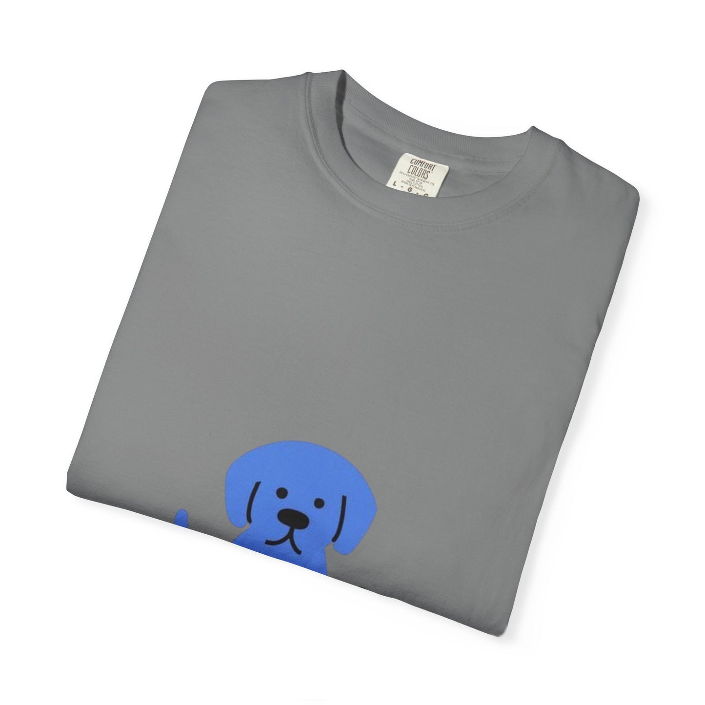 Cute Blue Dog Unisex Garment-Dyed T-shirt, Pet Lover Gift, Fashion Tee, Casual Wear, Birthday Present, Dog Lover Apparel