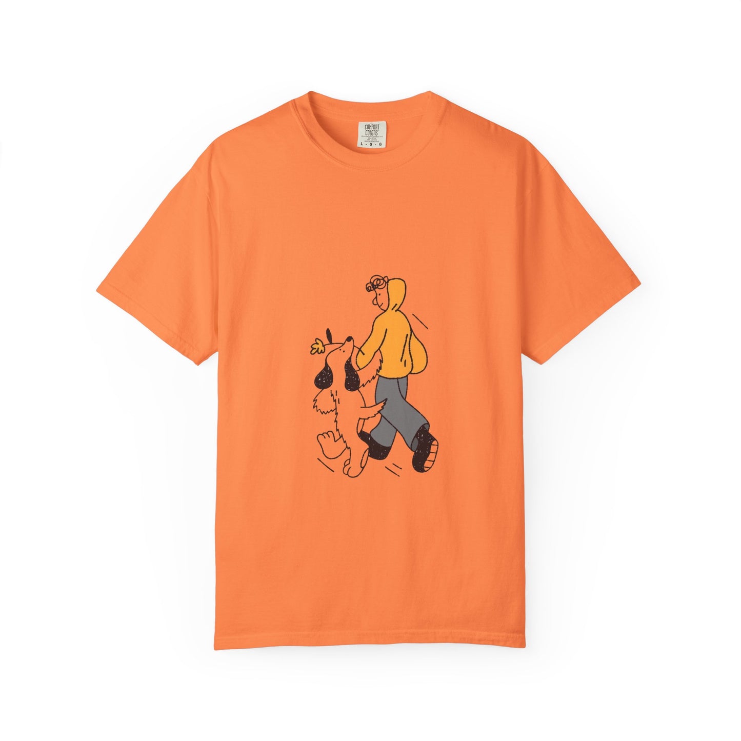 Casual Graphic T-Shirt for Dog Lovers, Cute Pet Walk Tee, Unisex Apparel, Gift for Animal Lovers, Everyday Wear