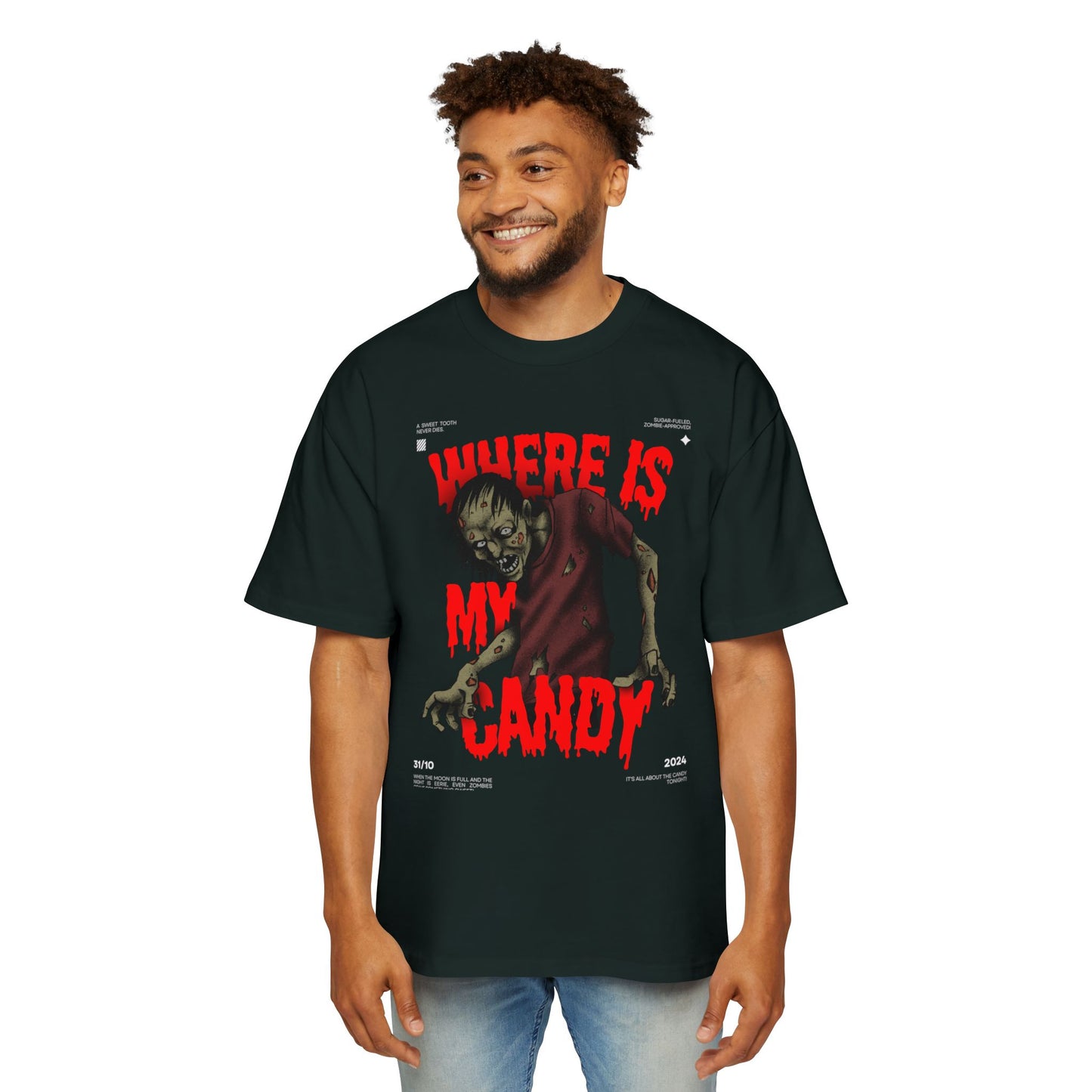 Halloween Zombie Oversized Tee, Spooky Shirt, Men's Graphic T-shirt, Casual Fall Fashion, Perfect for Halloween Parties
