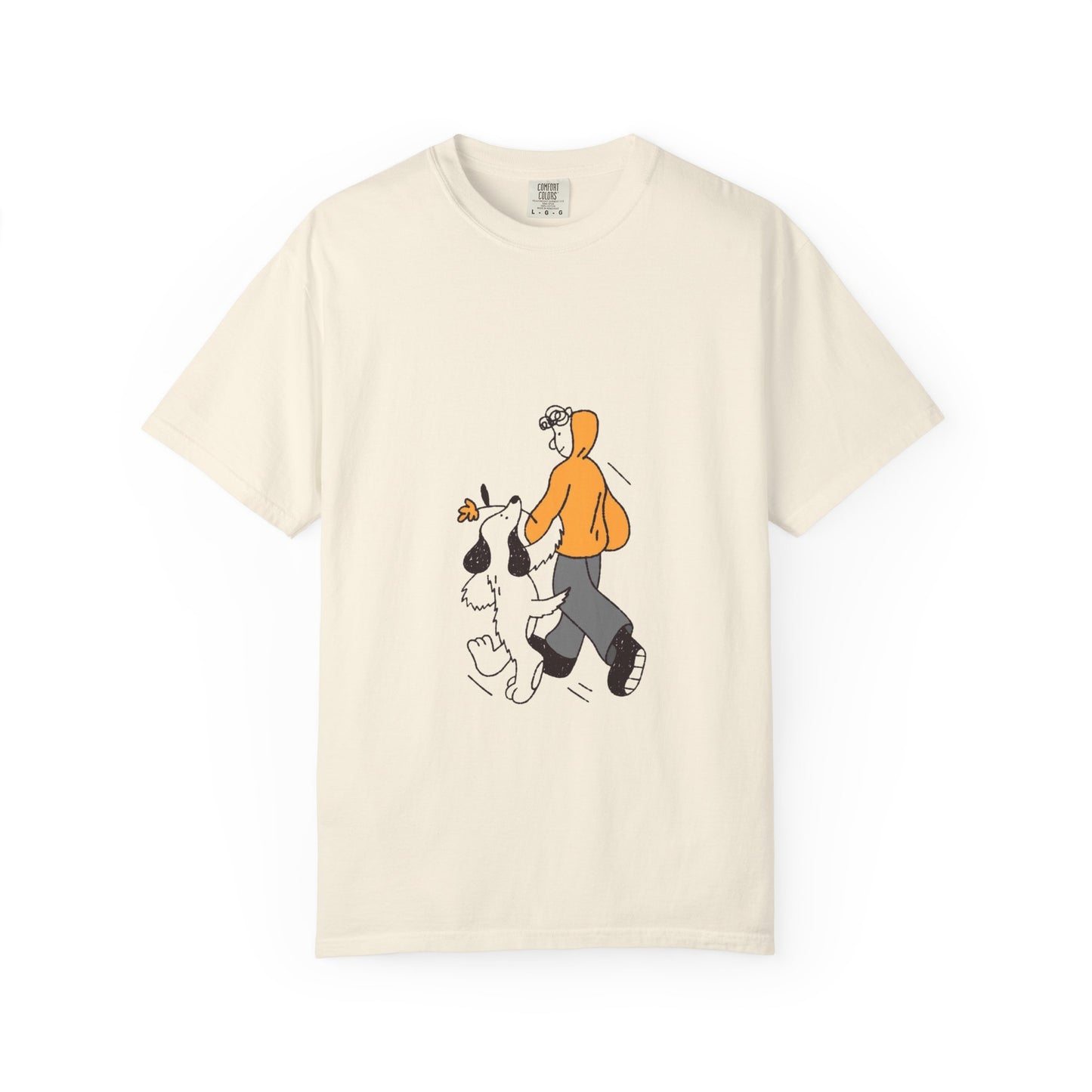 Casual Graphic T-Shirt for Dog Lovers, Cute Pet Walk Tee, Unisex Apparel, Gift for Animal Lovers, Everyday Wear