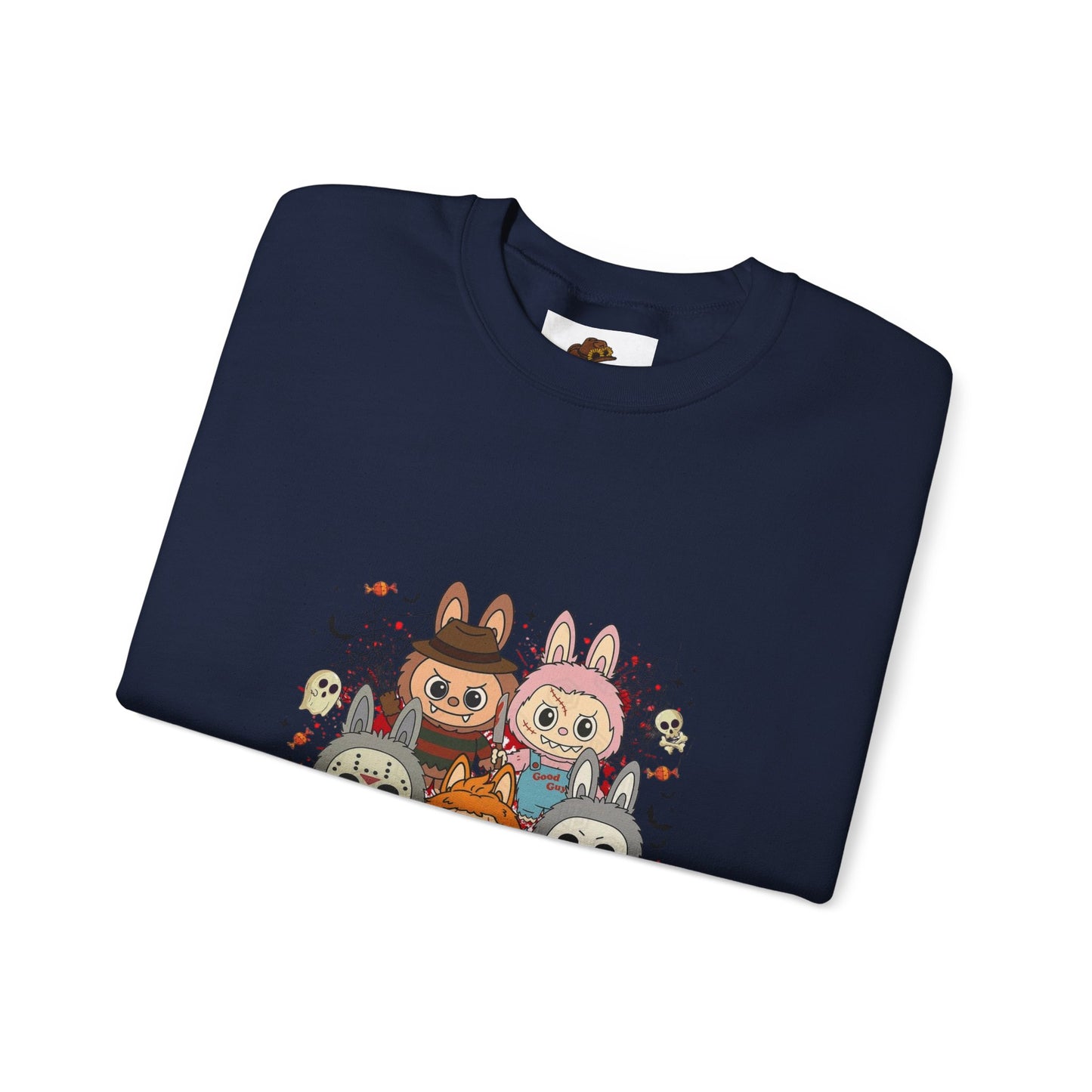 Crewneck Sweatshirt - Labubu Halloween Design, relaxed fit graphic tee with unicorn, perfect for Halloween celebrations