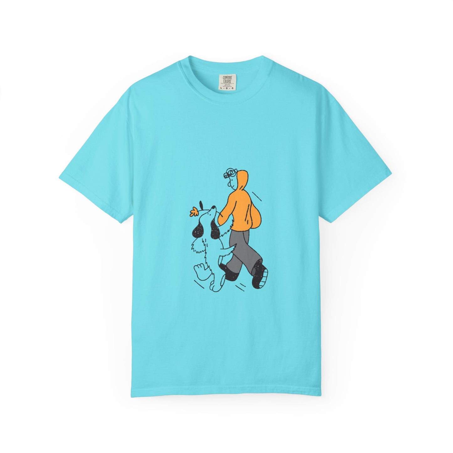 Casual Graphic T-Shirt for Dog Lovers, Cute Pet Walk Tee, Unisex Apparel, Gift for Animal Lovers, Everyday Wear