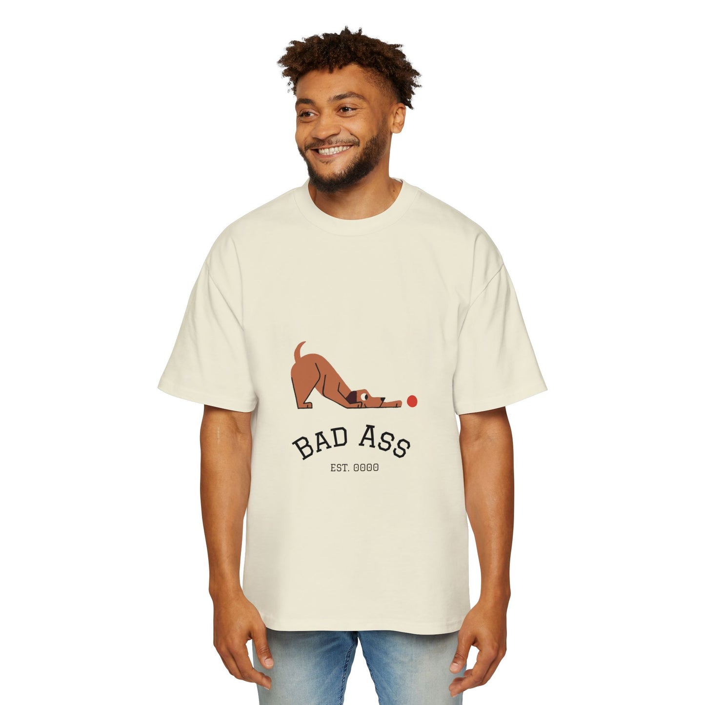 Bad Ass unisex Tee, Heavy Oversized T-Shirt for Tough Guys, Cool Streetwear Shirt, Edgy Graphic Tee, Bold Men's Fashion Top