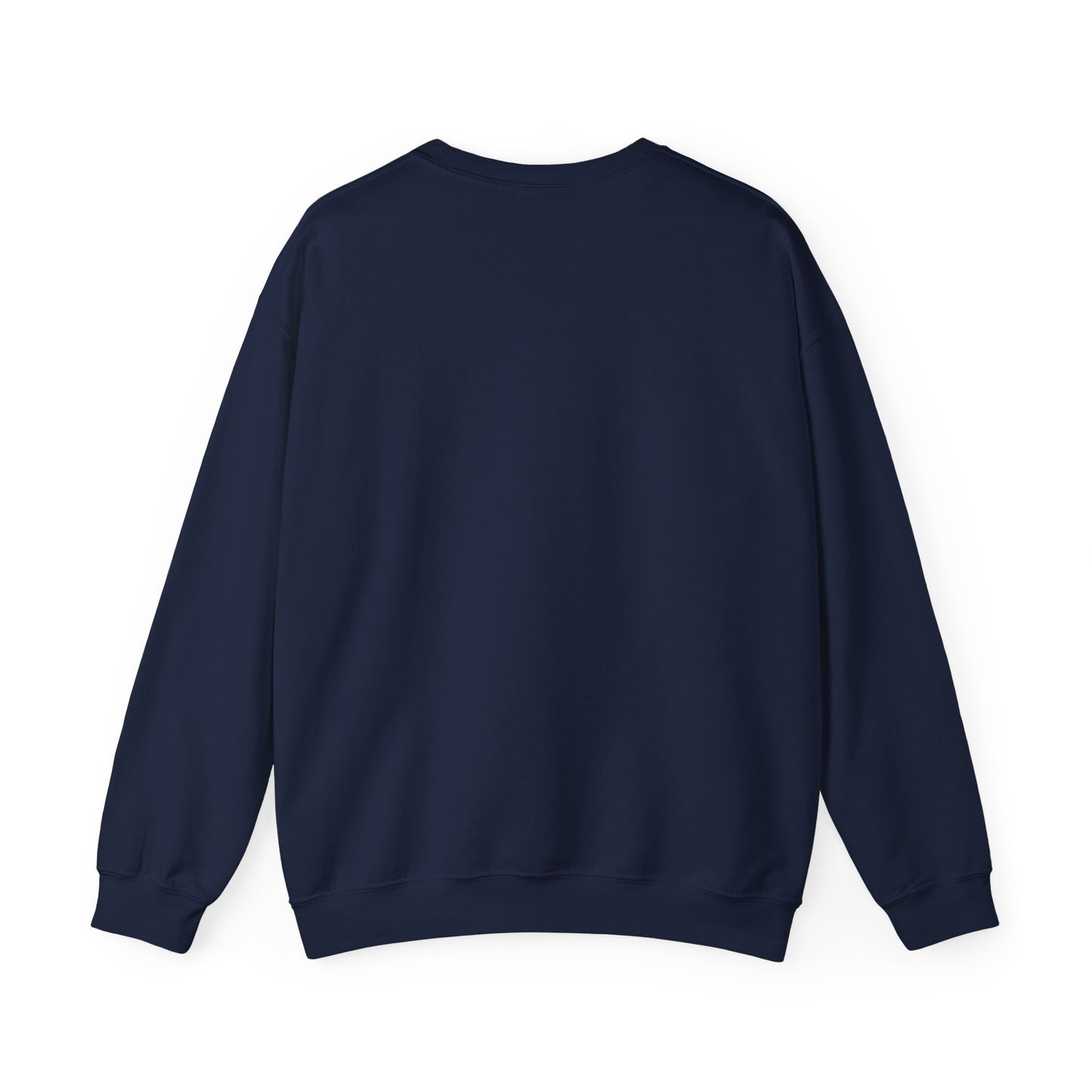 Back view of Crewneck Sweatshirt - Labubu Halloween Design in navy, showcasing relaxed fit and cozy fabric, perfect for unicorn and graphic tee fans.