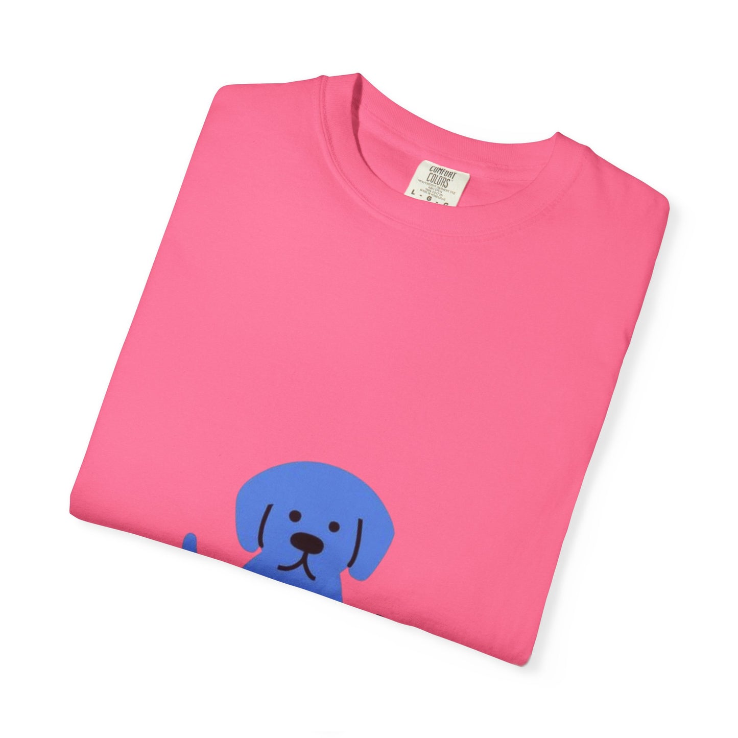 Cute Blue Dog Unisex Garment-Dyed T-shirt, Pet Lover Gift, Fashion Tee, Casual Wear, Birthday Present, Dog Lover Apparel
