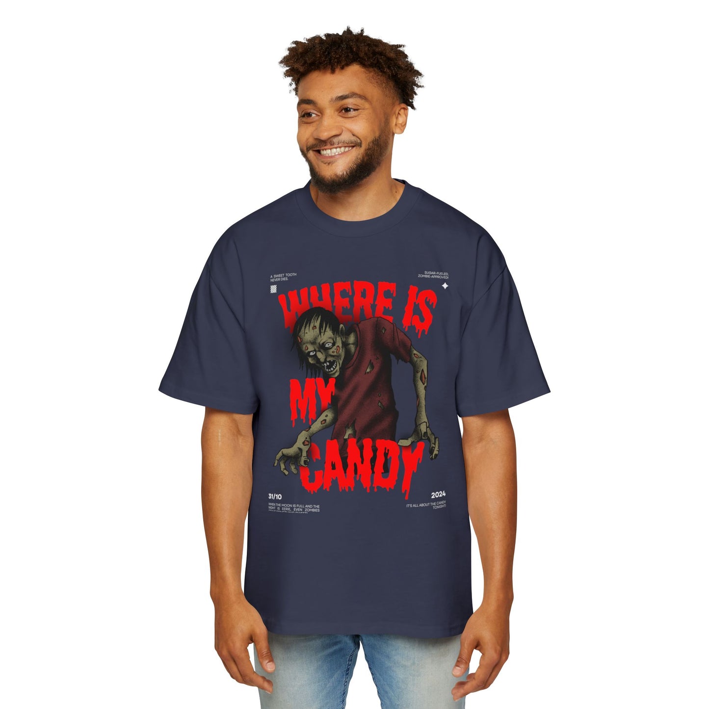 Halloween Zombie Oversized Tee, Spooky Shirt, Men's Graphic T-shirt, Casual Fall Fashion, Perfect for Halloween Parties