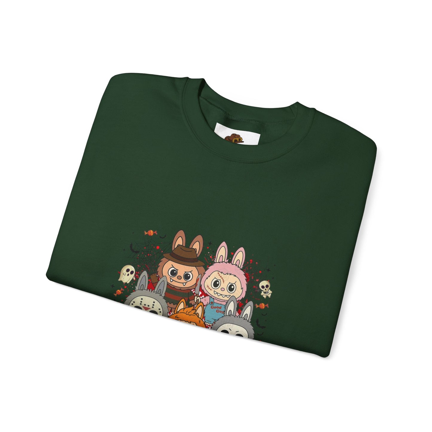 Crewneck Sweatshirt - Labubu Halloween Design, relaxed fit, unicorn graphic tee with Halloween theme and hoodie style.