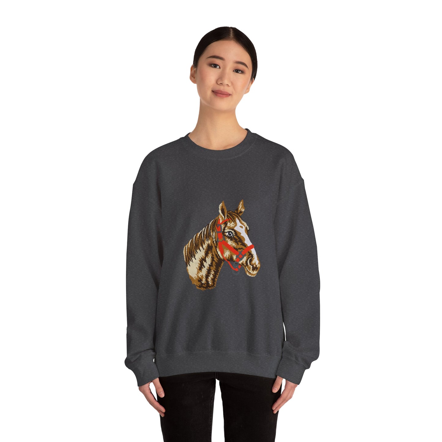 Horse Painting Heavy Blend Sweatshirt, Equestrian Art Apparel, Horse Lover Gift, Hand Painted Horse Design, Equine Sweatshirt