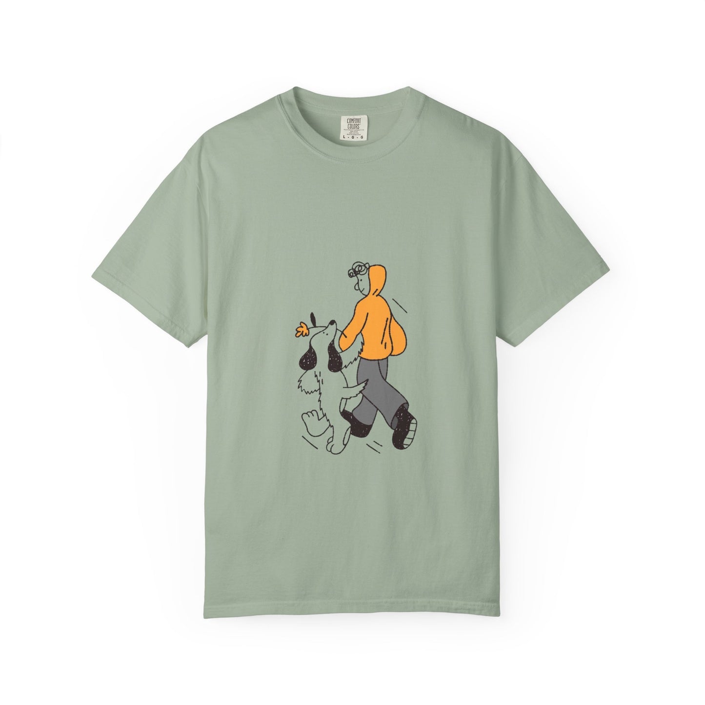 Casual Graphic T-Shirt for Dog Lovers, Cute Pet Walk Tee, Unisex Apparel, Gift for Animal Lovers, Everyday Wear