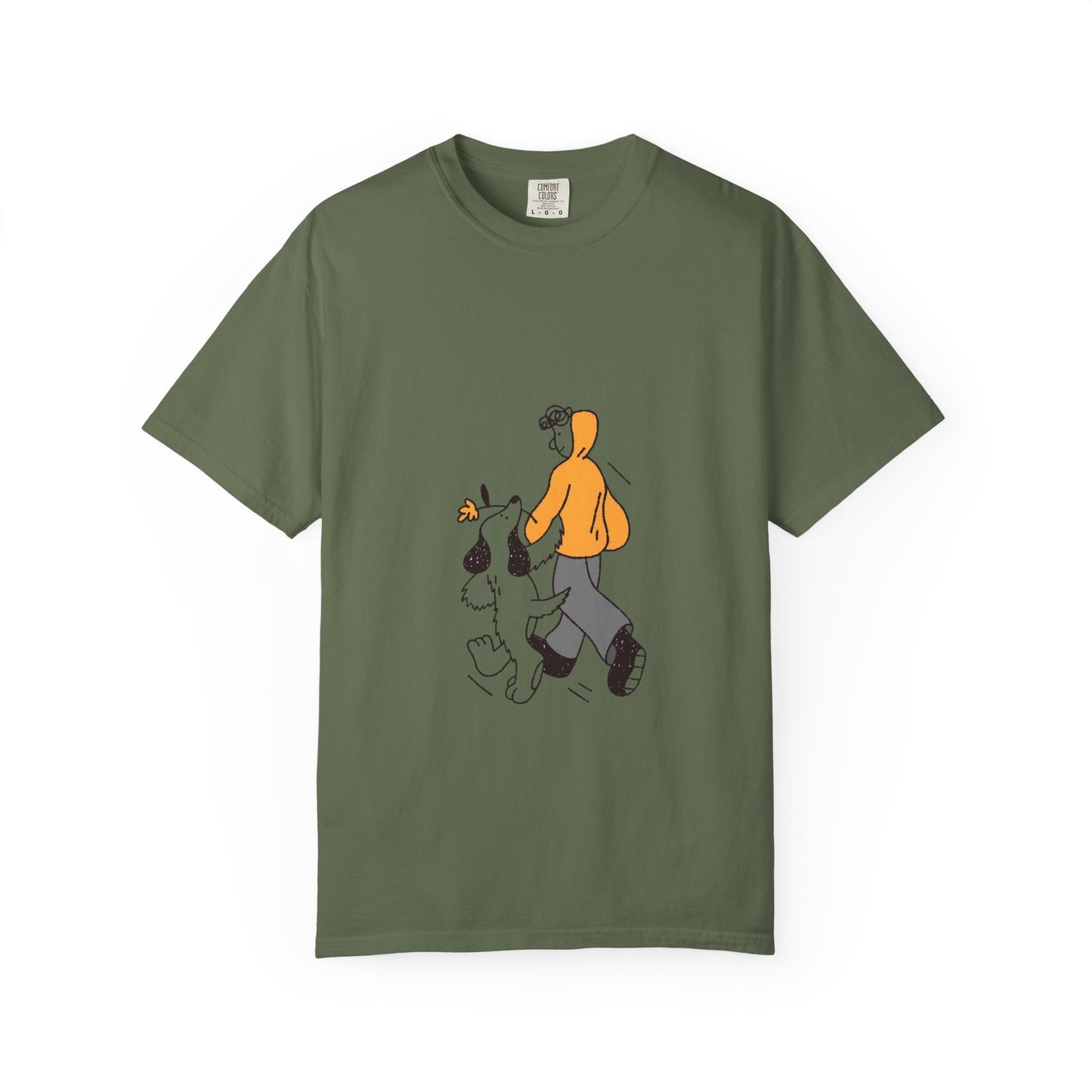 Casual Graphic T-Shirt for Dog Lovers, Cute Pet Walk Tee, Unisex Apparel, Gift for Animal Lovers, Everyday Wear