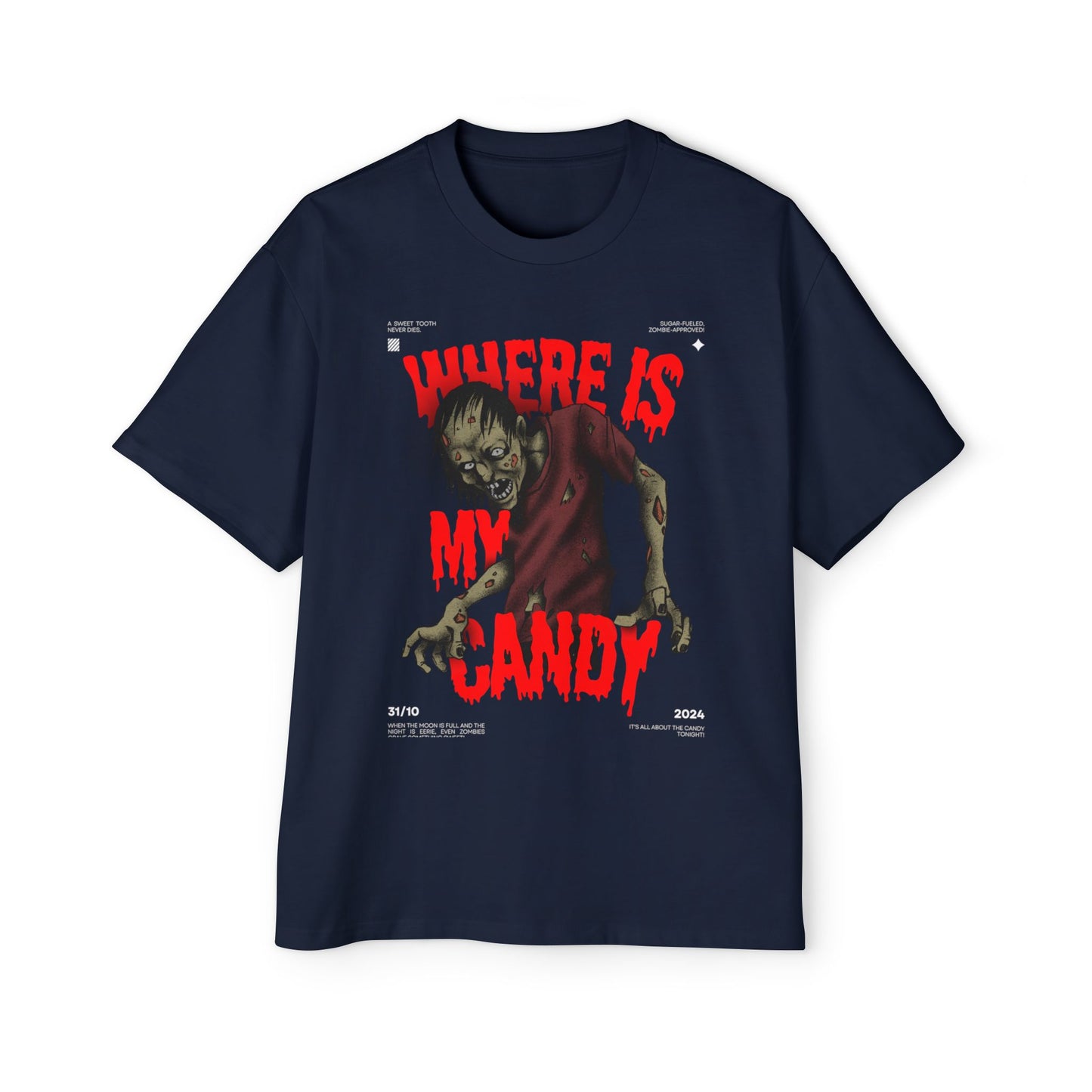 Halloween Zombie Oversized Tee, Spooky Shirt, Men's Graphic T-shirt, Casual Fall Fashion, Perfect for Halloween Parties