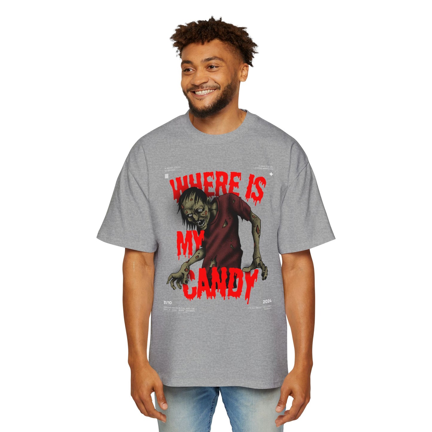 Halloween Zombie Oversized Tee, Spooky Shirt, Men's Graphic T-shirt, Casual Fall Fashion, Perfect for Halloween Parties