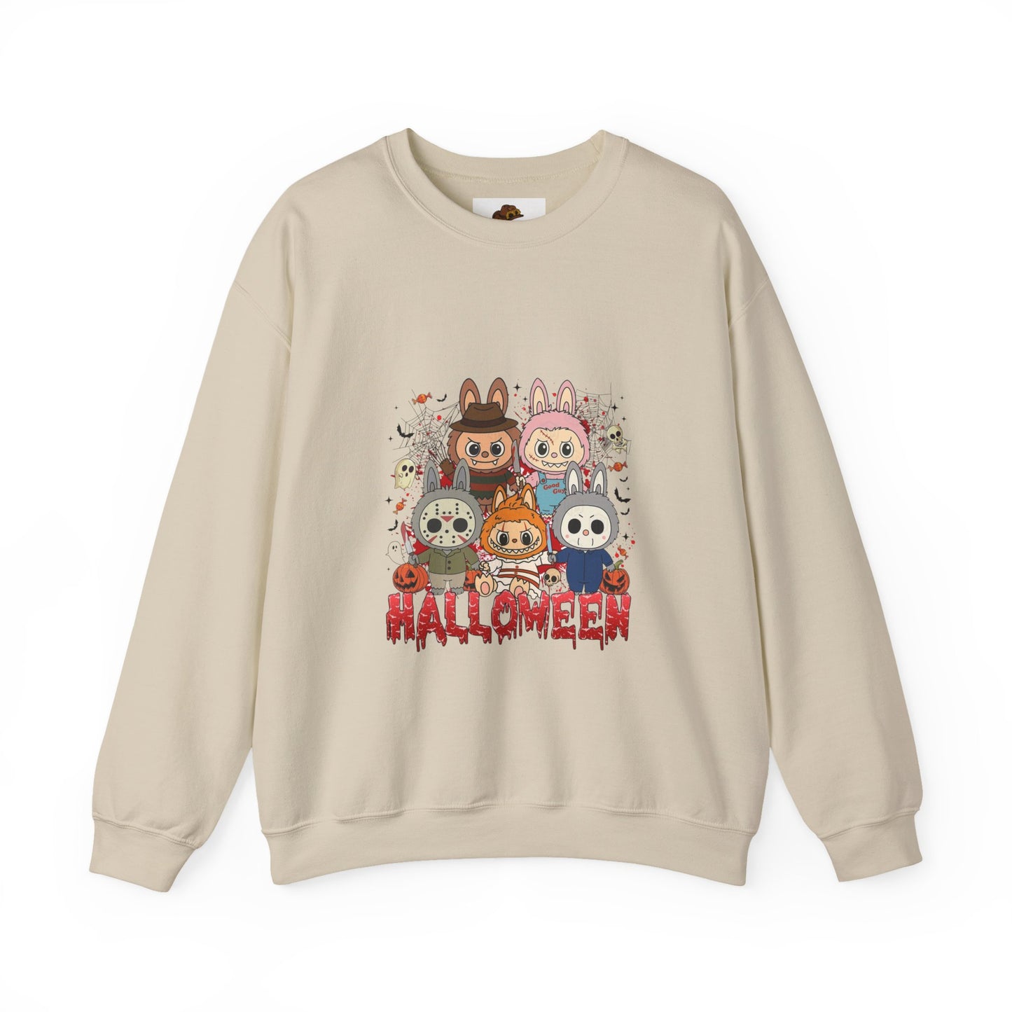 Crewneck Sweatshirt - Labubu Halloween Design featuring spooky unicorn graphics, relaxed fit, perfect for Halloween or casual wear.