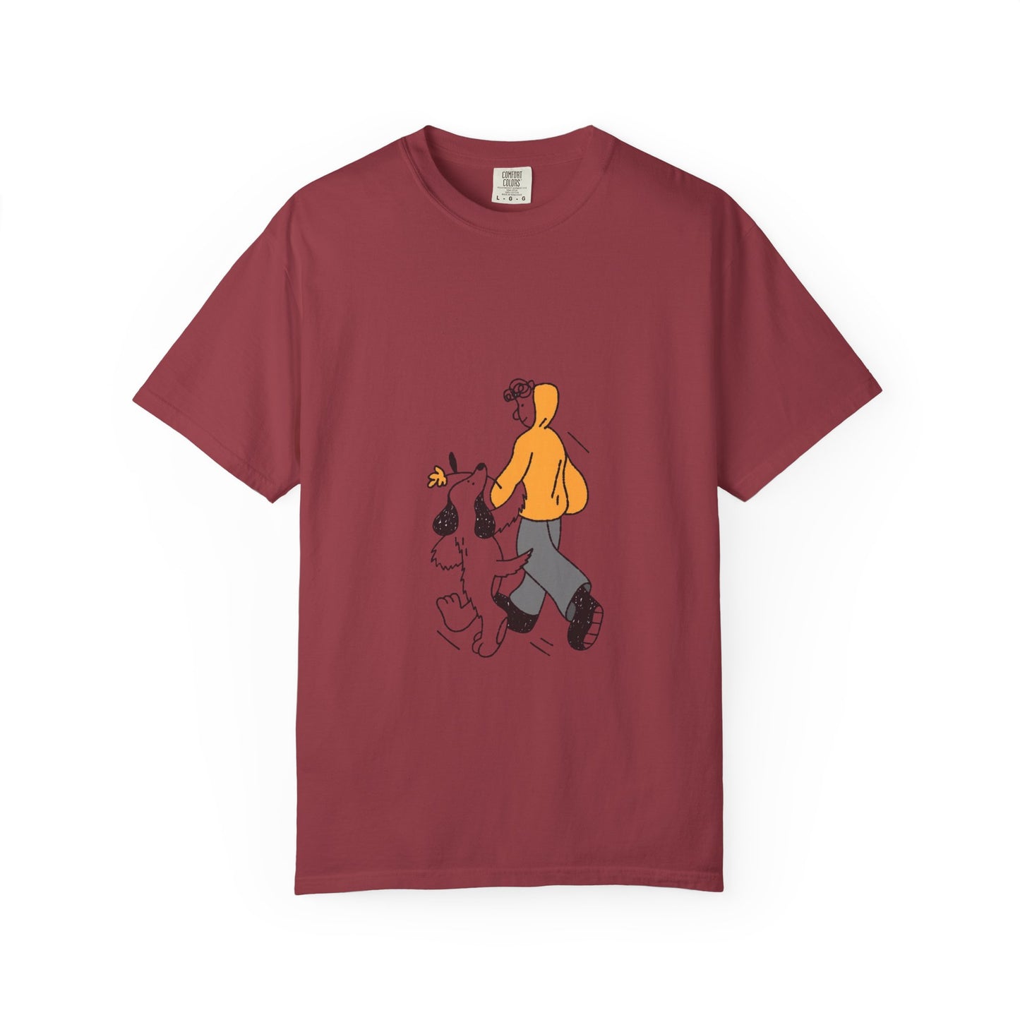 Casual Graphic T-Shirt for Dog Lovers, Cute Pet Walk Tee, Unisex Apparel, Gift for Animal Lovers, Everyday Wear