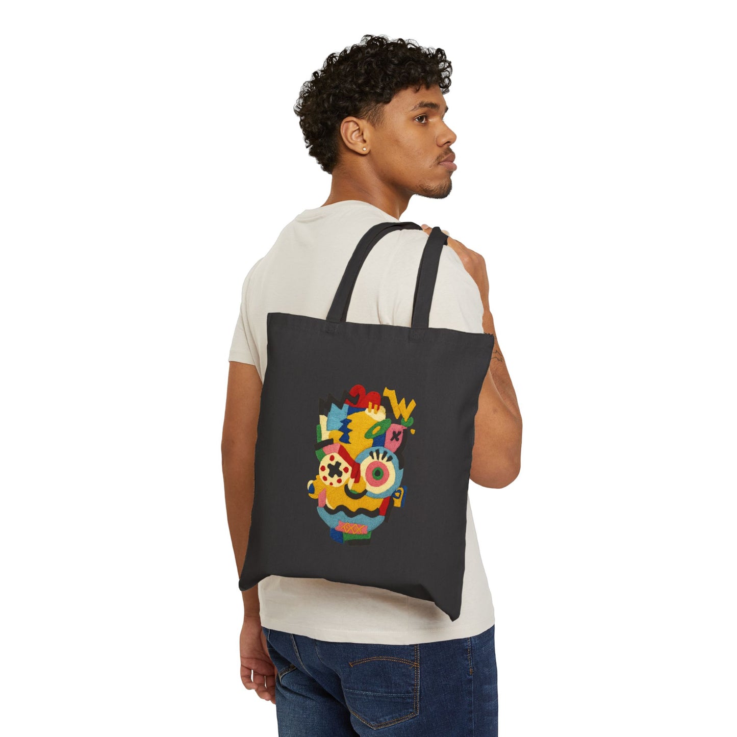 Cute Illustrated Cotton Canvas Tote Bag, Eco-Friendly Shopping Bag, Gift for Pet Lovers, Beach Tote, Everyday Carryall