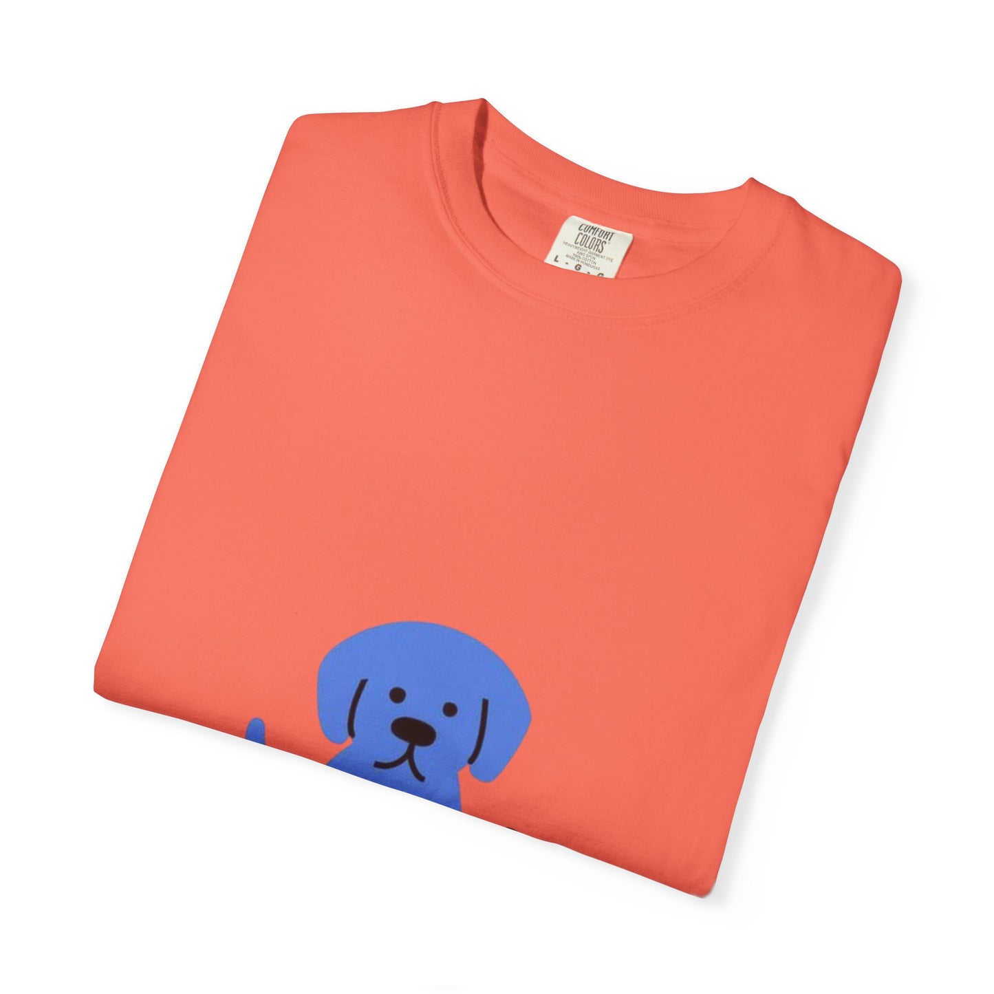 Cute Blue Dog Unisex Garment-Dyed T-shirt, Pet Lover Gift, Fashion Tee, Casual Wear, Birthday Present, Dog Lover Apparel
