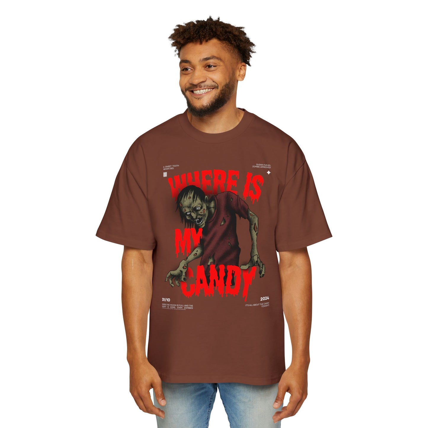 Halloween Zombie Oversized Tee, Spooky Shirt, Men's Graphic T-shirt, Casual Fall Fashion, Perfect for Halloween Parties
