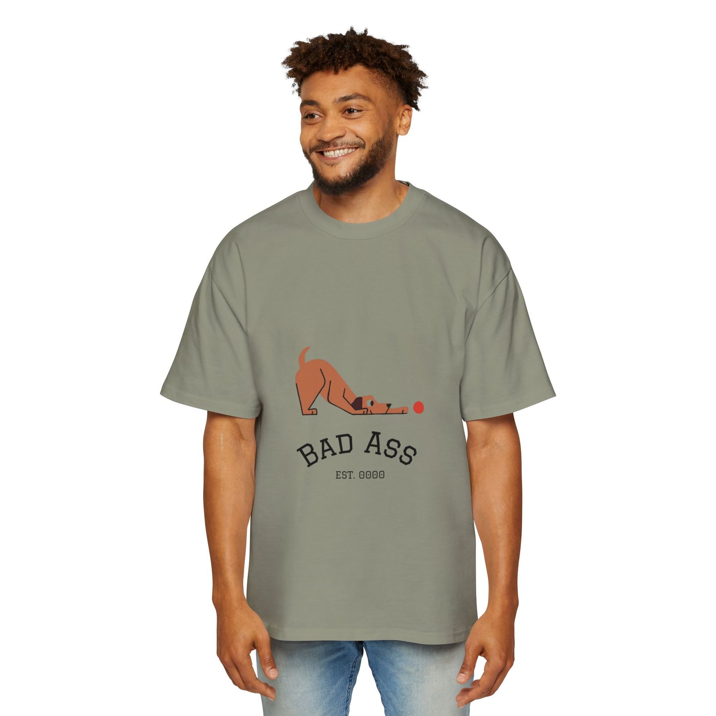 Bad Ass unisex Tee, Heavy Oversized T-Shirt for Tough Guys, Cool Streetwear Shirt, Edgy Graphic Tee, Bold Men's Fashion Top