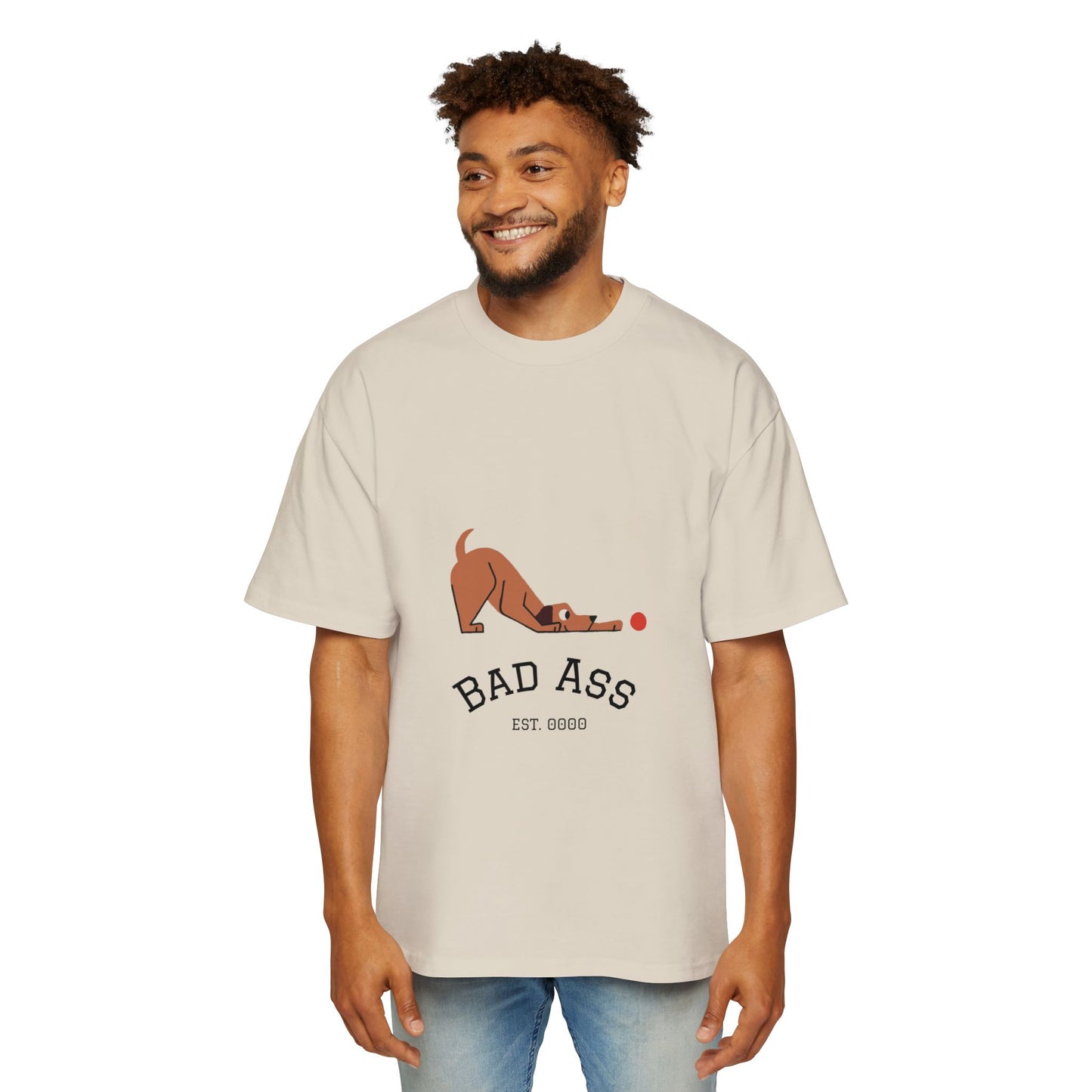 Bad Ass unisex Tee, Heavy Oversized T-Shirt for Tough Guys, Cool Streetwear Shirt, Edgy Graphic Tee, Bold Men's Fashion Top