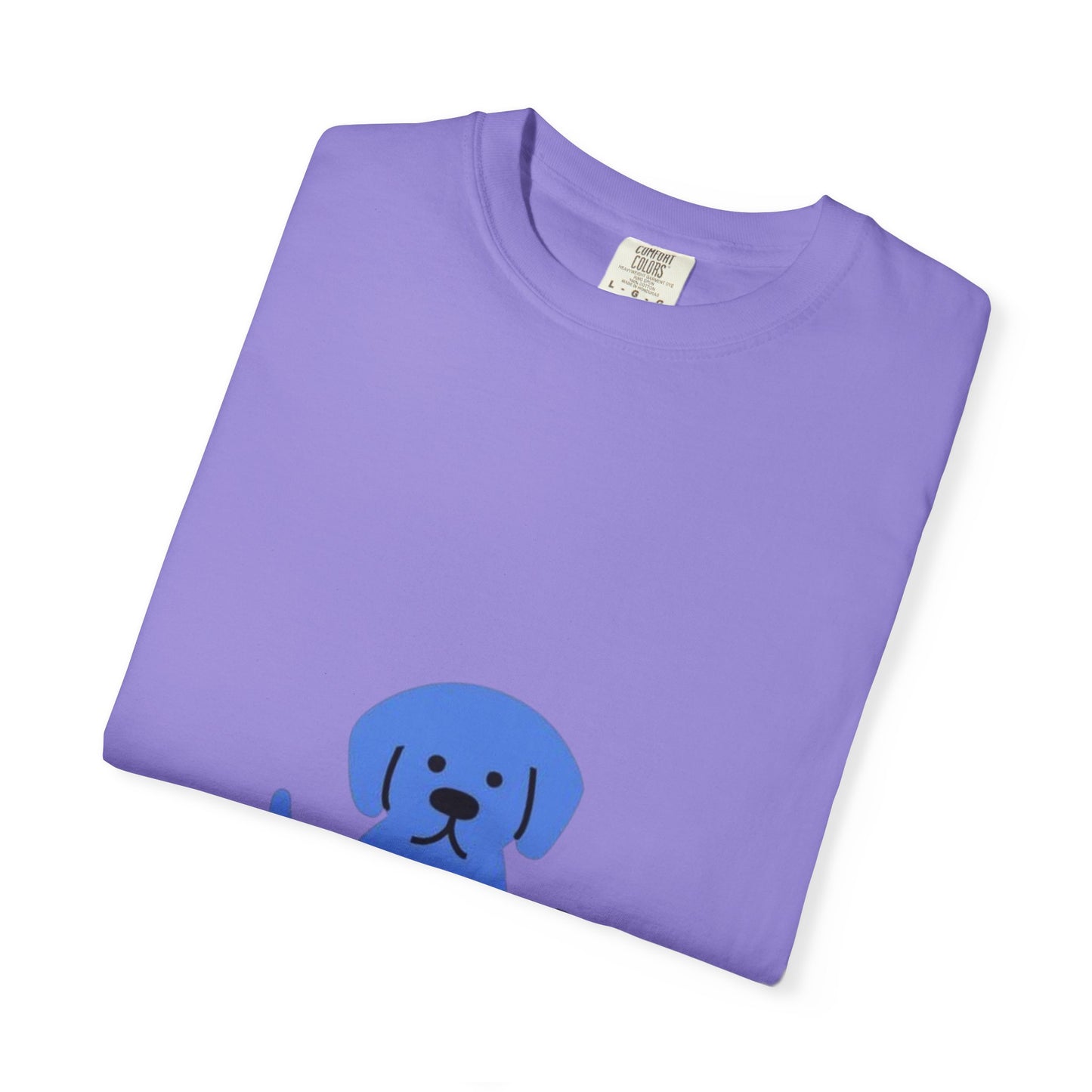 Cute Blue Dog Unisex Garment-Dyed T-shirt, Pet Lover Gift, Fashion Tee, Casual Wear, Birthday Present, Dog Lover Apparel