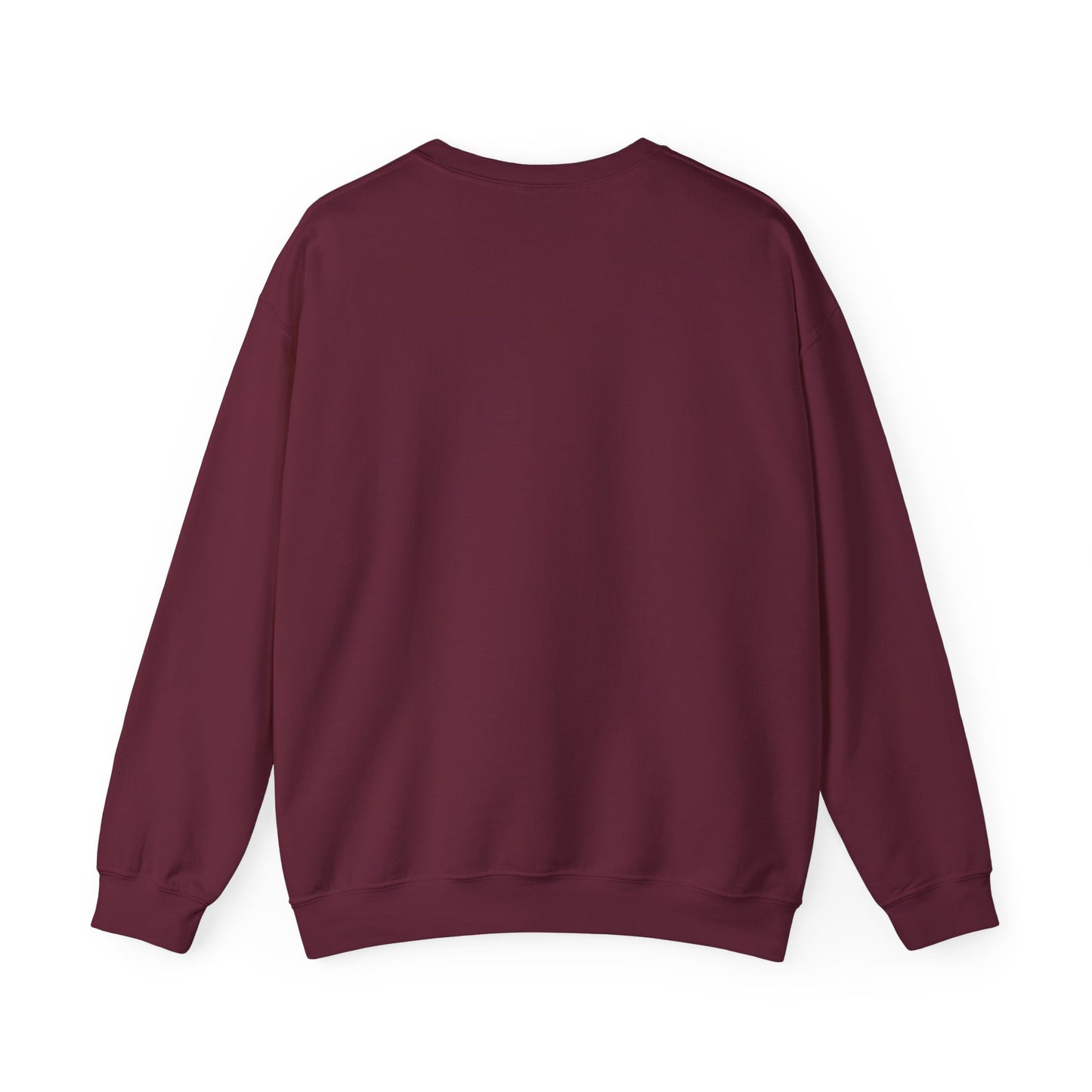 Back view of a cozy sweatshirt with overthinking quote and cute bear design, funny crewneck jumper for men and women, comfy pullover for winter, unique.