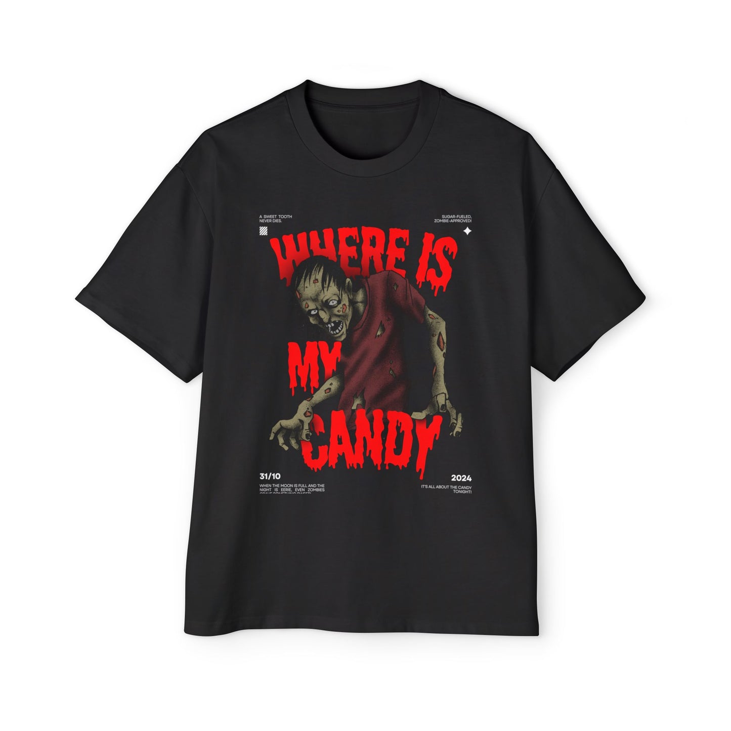 Halloween Zombie Oversized Tee, Spooky Shirt, Men's Graphic T-shirt, Casual Fall Fashion, Perfect for Halloween Parties