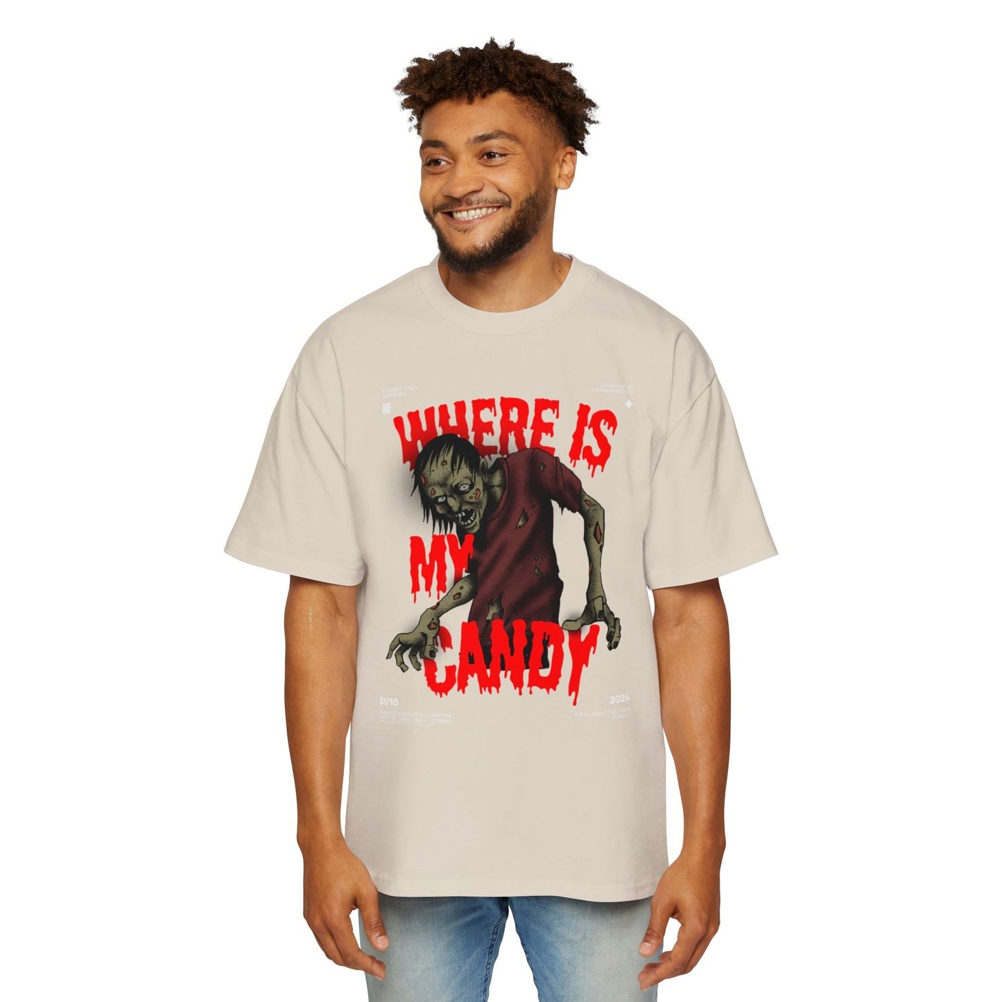 Halloween Zombie Oversized Tee, Spooky Shirt, Men's Graphic T-shirt, Casual Fall Fashion, Perfect for Halloween Parties