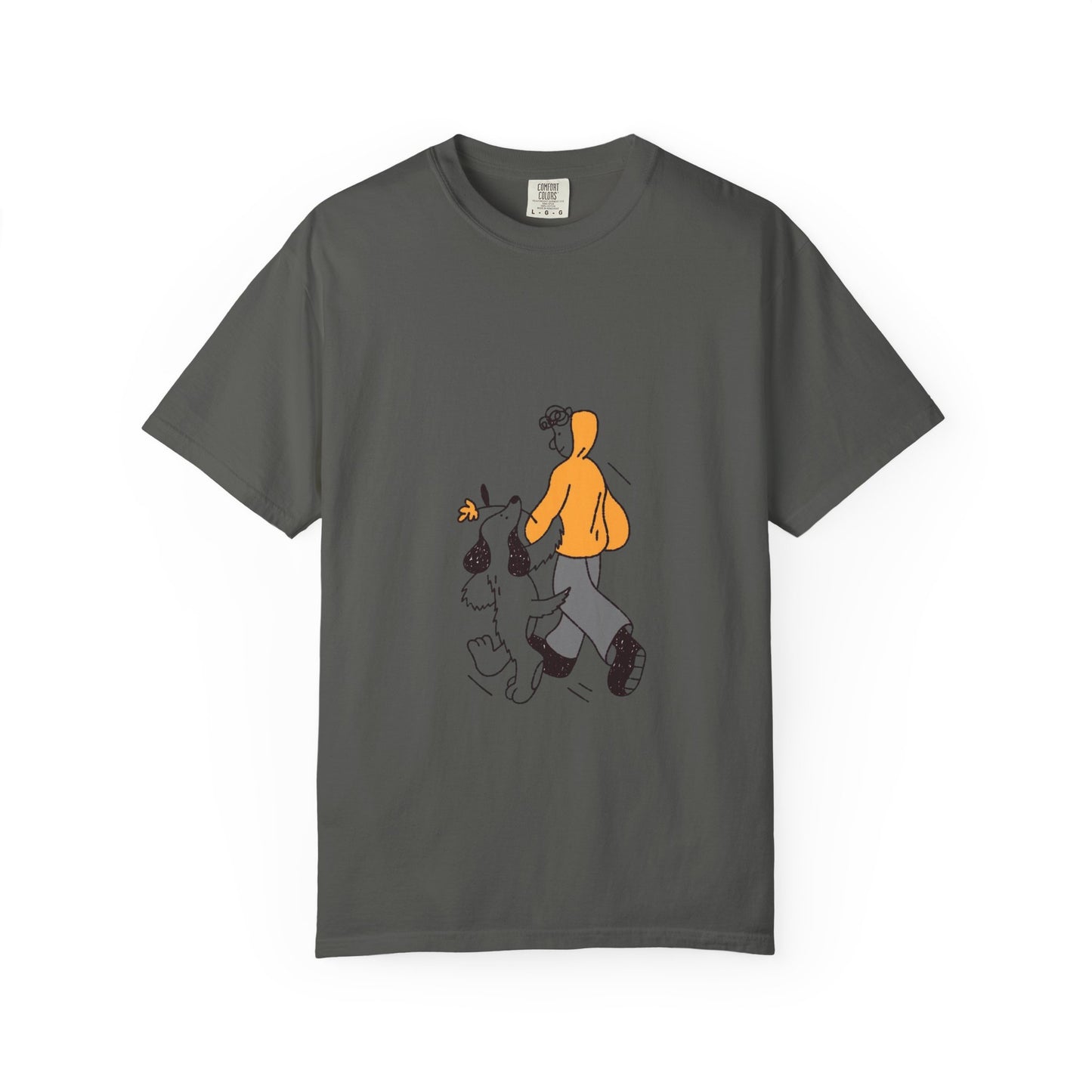 Casual Graphic T-Shirt for Dog Lovers, Cute Pet Walk Tee, Unisex Apparel, Gift for Animal Lovers, Everyday Wear