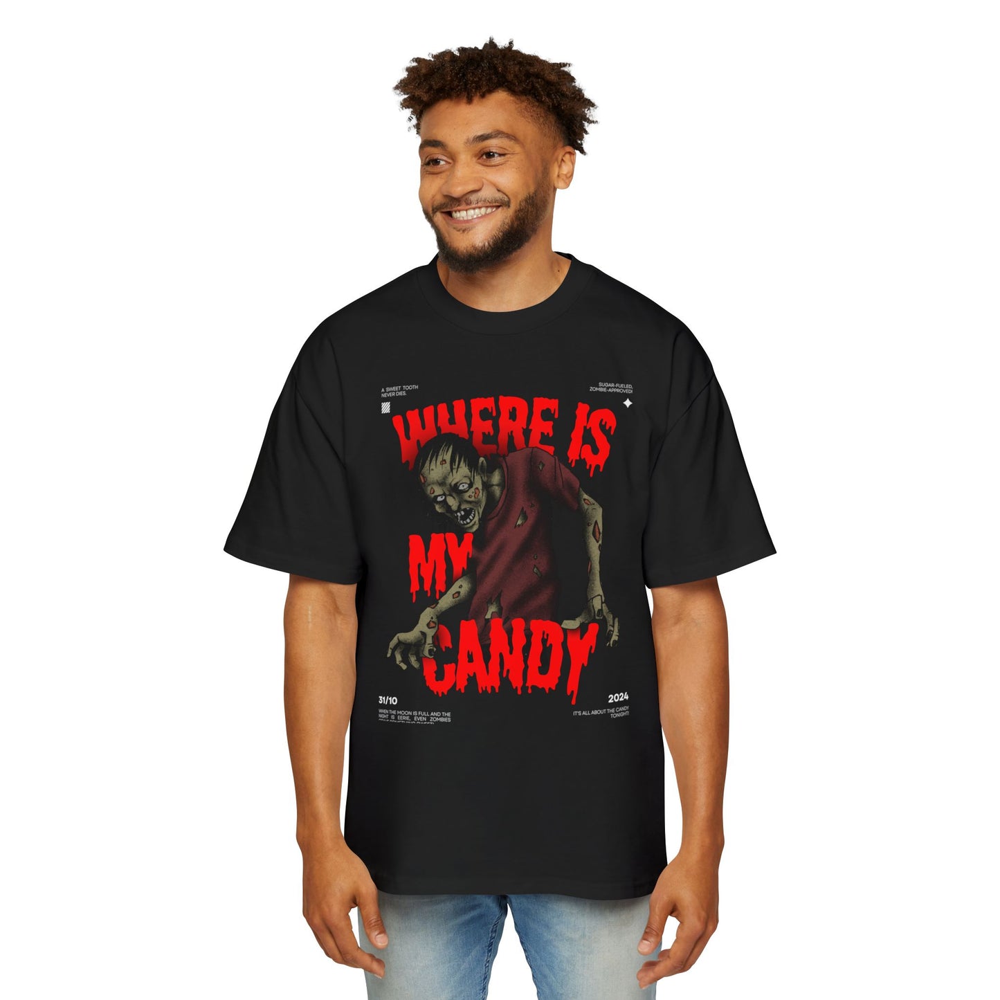Halloween Zombie Oversized Tee, Spooky Shirt, Men's Graphic T-shirt, Casual Fall Fashion, Perfect for Halloween Parties
