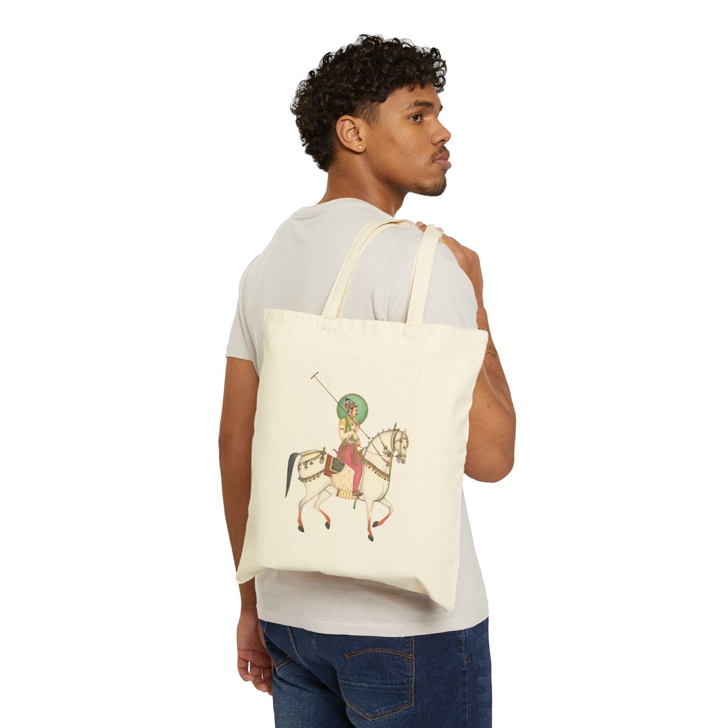Stylish Cotton Canvas Tote Bag with Equestrian Design, Reusable Shopping Bag, Eco-Friendly Gift, Horse Lover Tote, All-Purpose Canvas Bag
