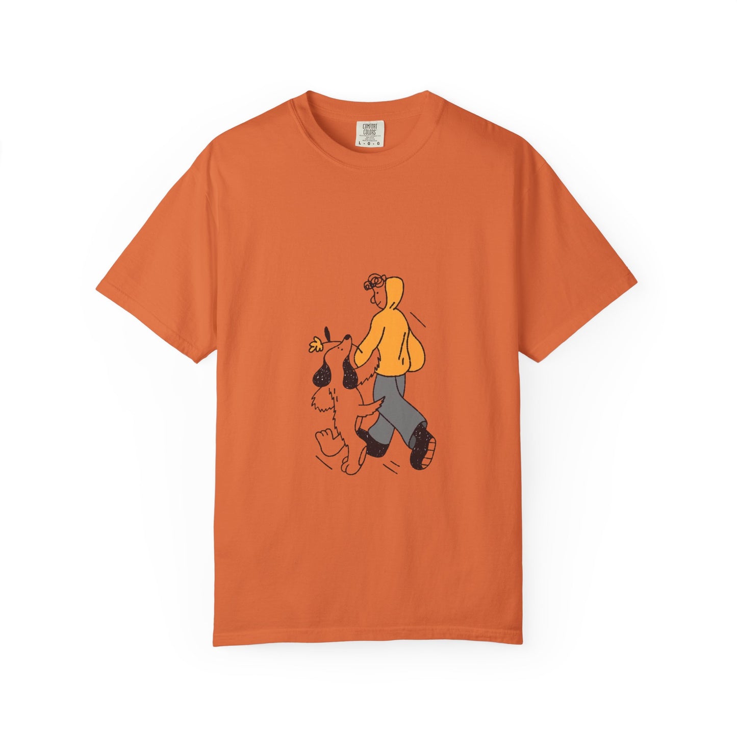 Casual Graphic T-Shirt for Dog Lovers, Cute Pet Walk Tee, Unisex Apparel, Gift for Animal Lovers, Everyday Wear