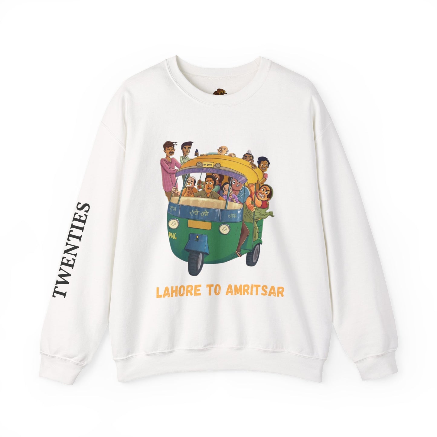 Cultural Adventure Sweatshirt - Lahore to Amritsar Design, (Customizable Text on the Arm) Unisex Crew, Comfy Casual Wear