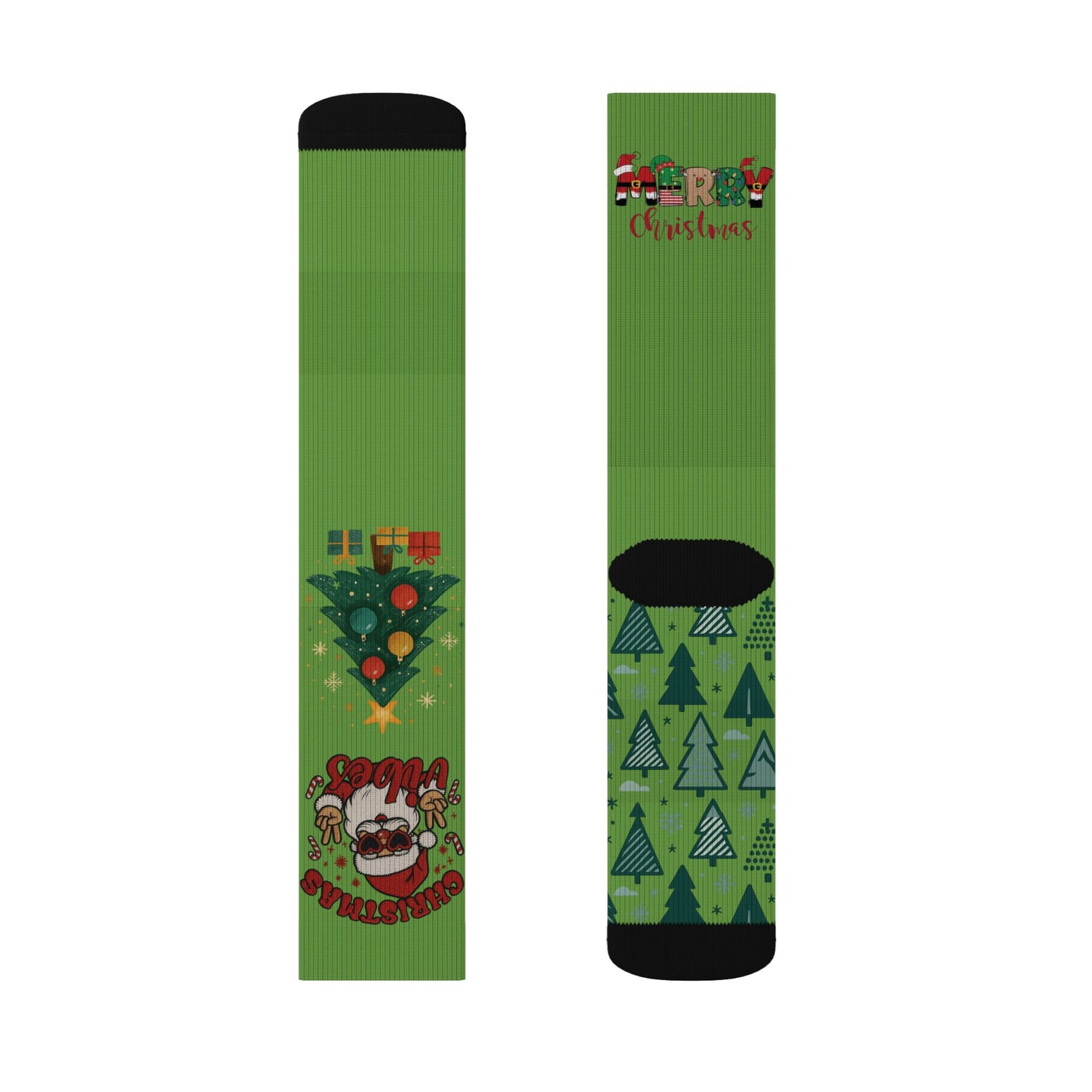 Santa Truck Graphic Socks | Christmas Sublimation Crew Socks