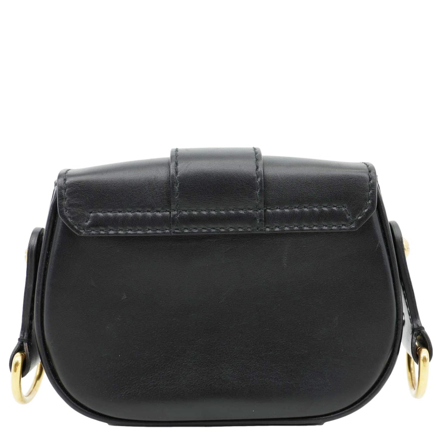 CHRISTIAN DIOR D Fence Small Calfskin Leather Saddle Bag Black rear view, luxury accessory with modern elegance, Italy made.