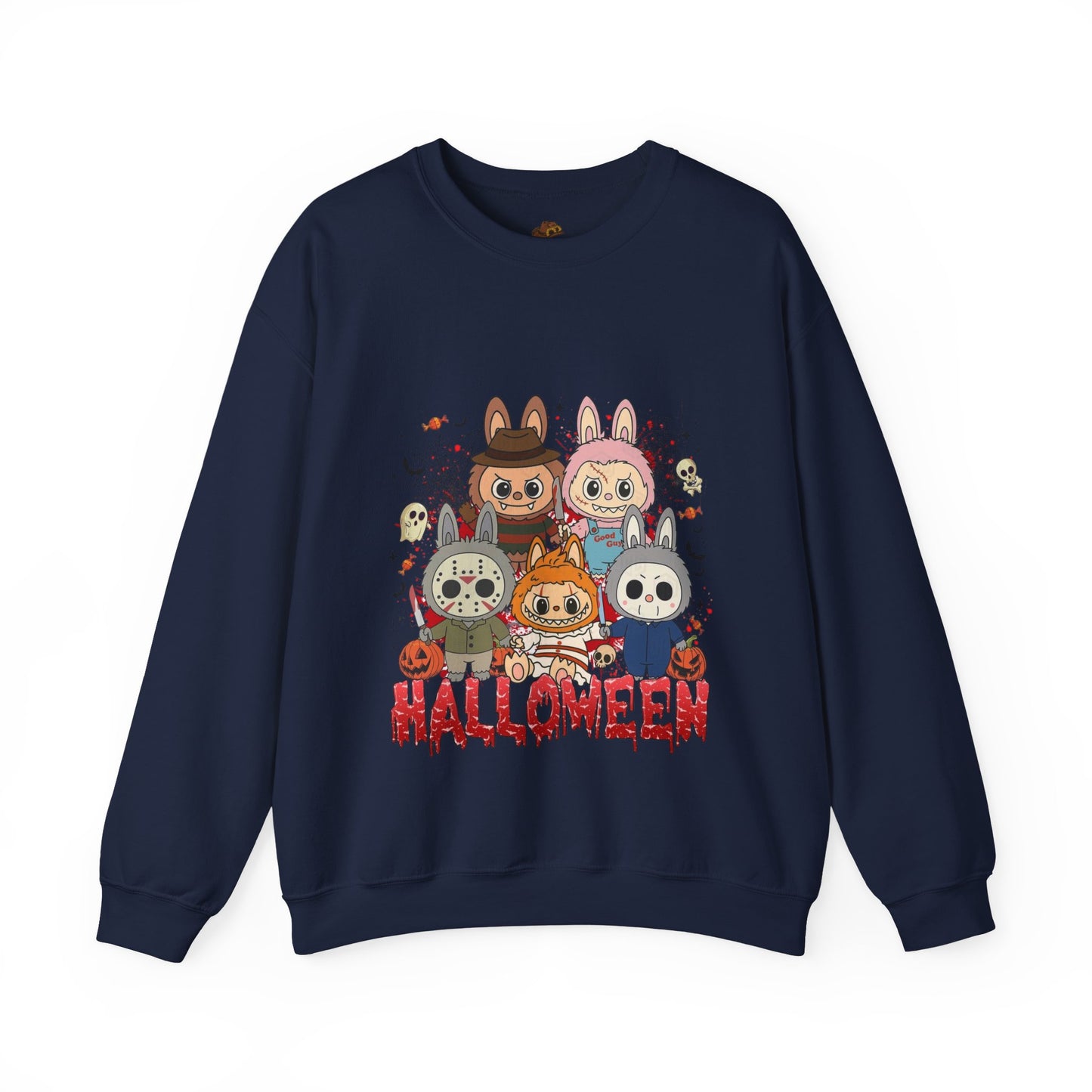 Labubu Halloween Sweatshirt, Cute Monster Costume Pullover, Trick or Treat Jumper, Spooky Cartoon Sweater, Unisex Monster Hoodie