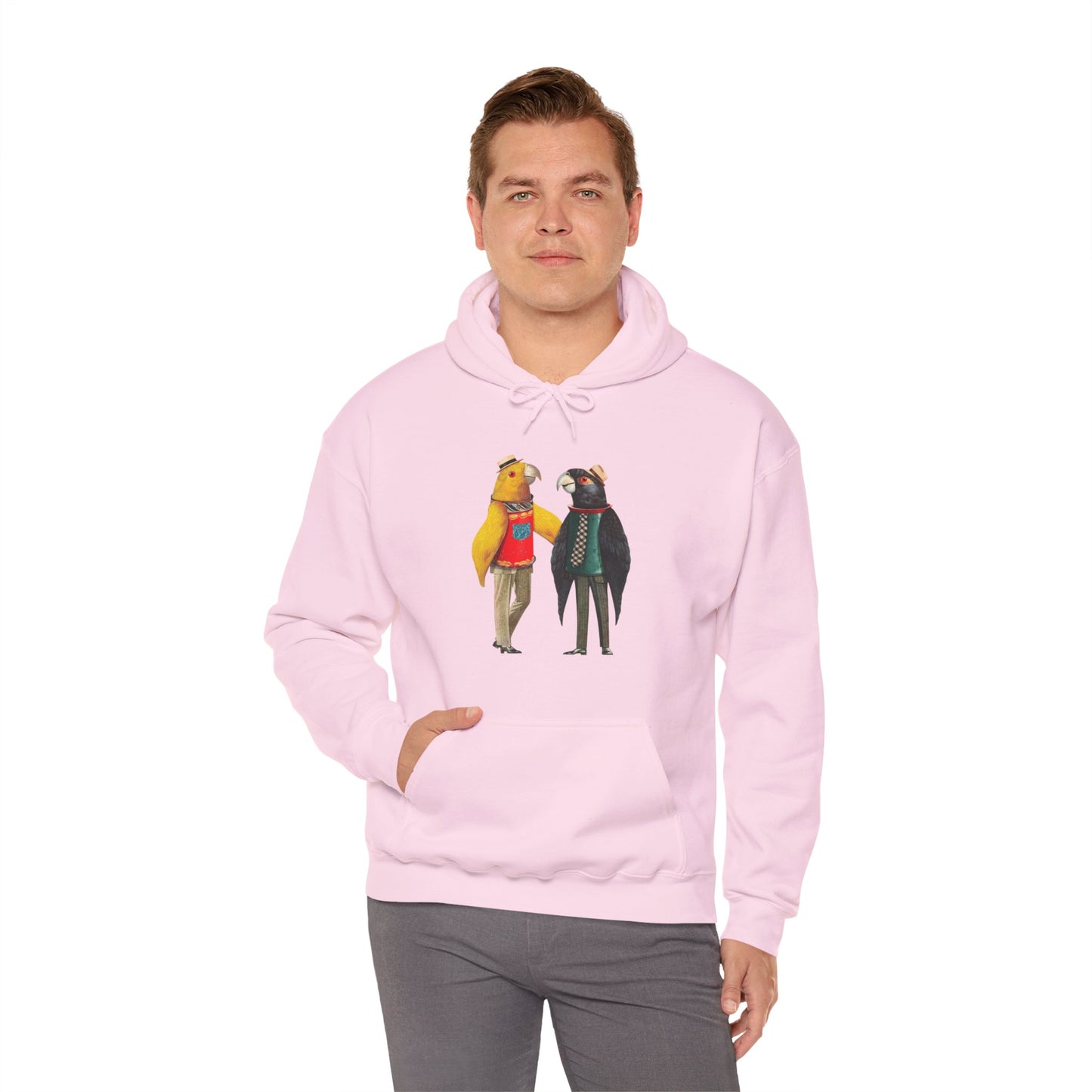 Hooded Sweatshirt Love Birds Parrots Couple Illustrations