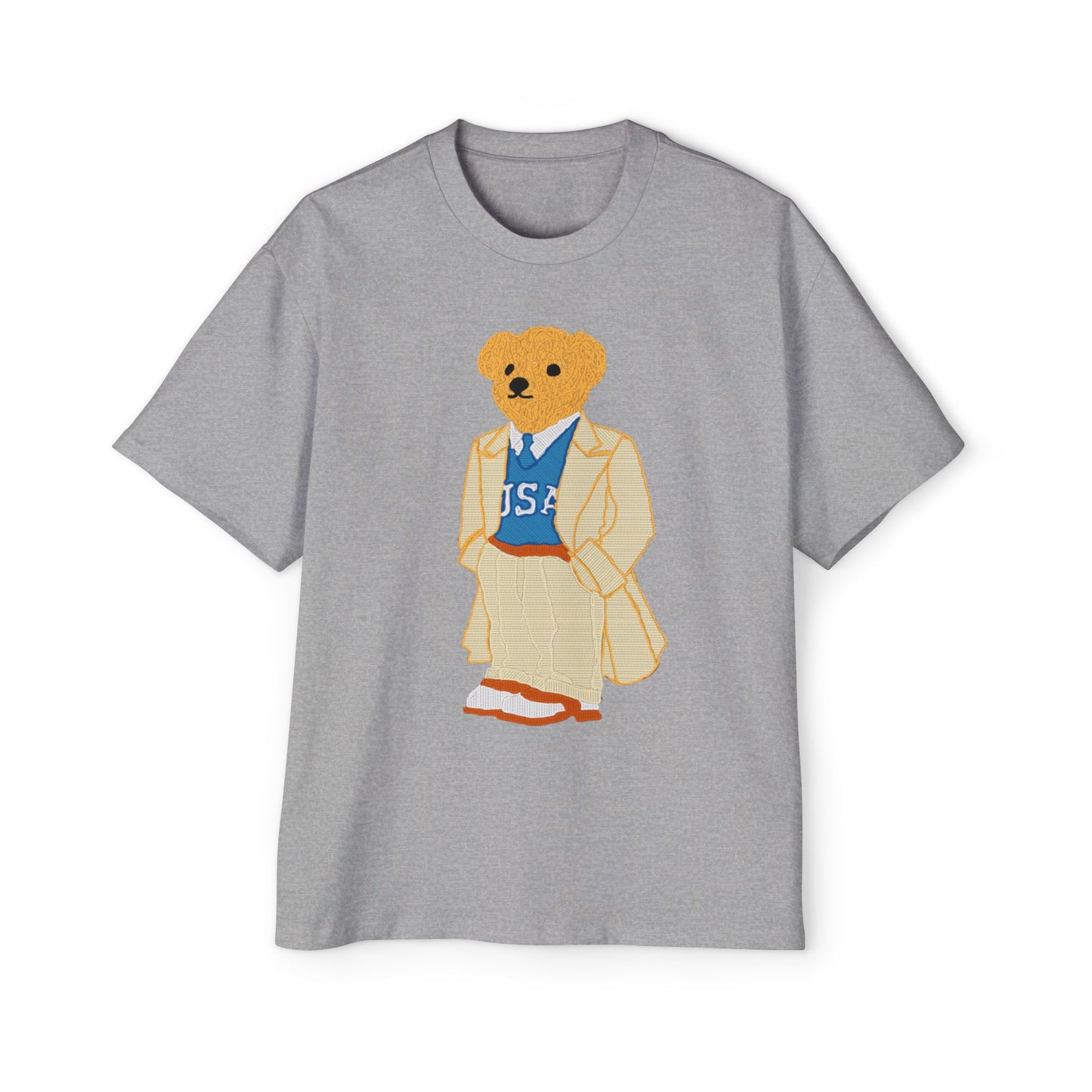 USA Bear Graphic Premium Oversized Tee, Casual Streetwear Shirt, Vintage Style Men's T-Shirt, Funky Bear Tee, Summer Fashion Top