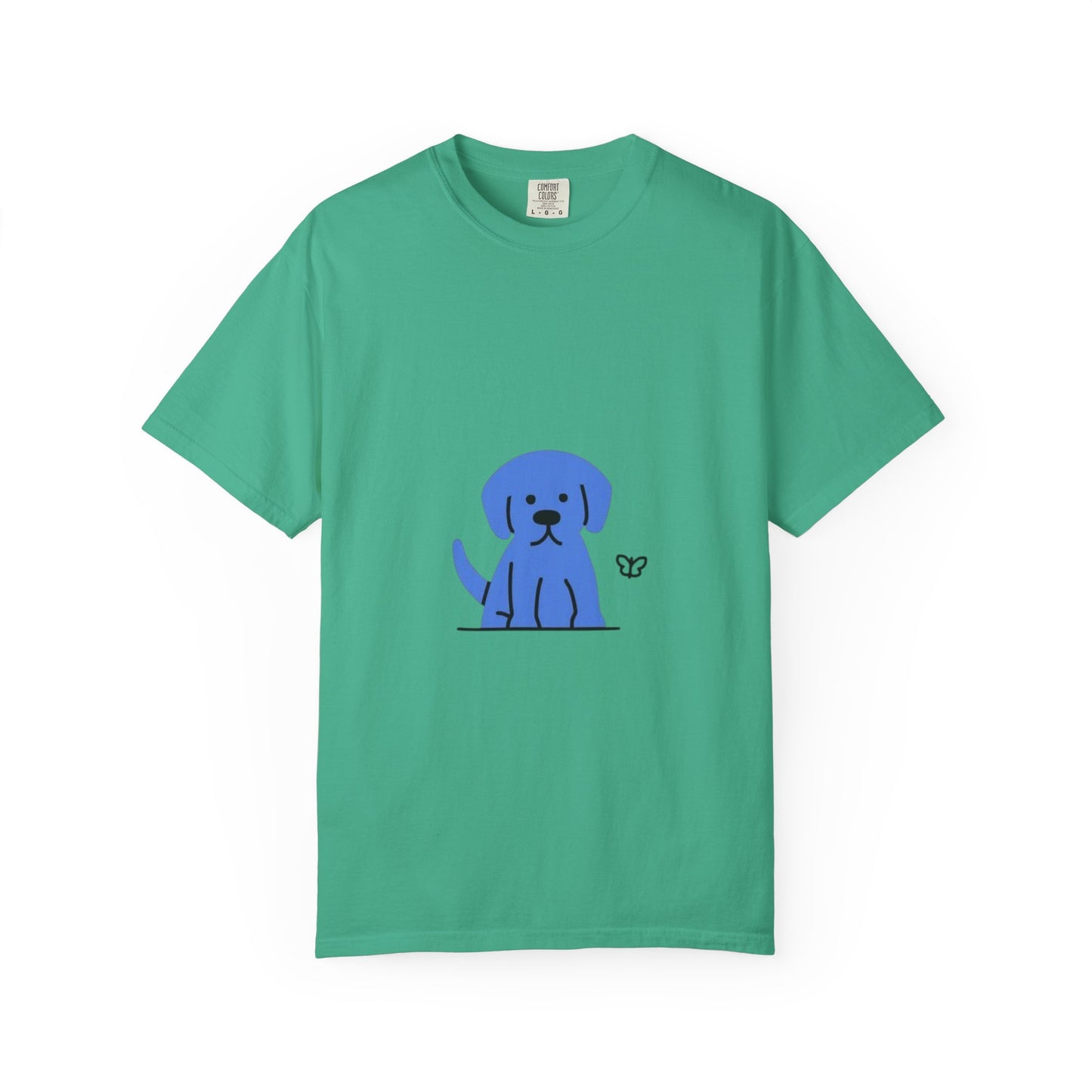 Cute Blue Dog Unisex Garment-Dyed T-shirt, Pet Lover Gift, Fashion Tee, Casual Wear, Birthday Present, Dog Lover Apparel