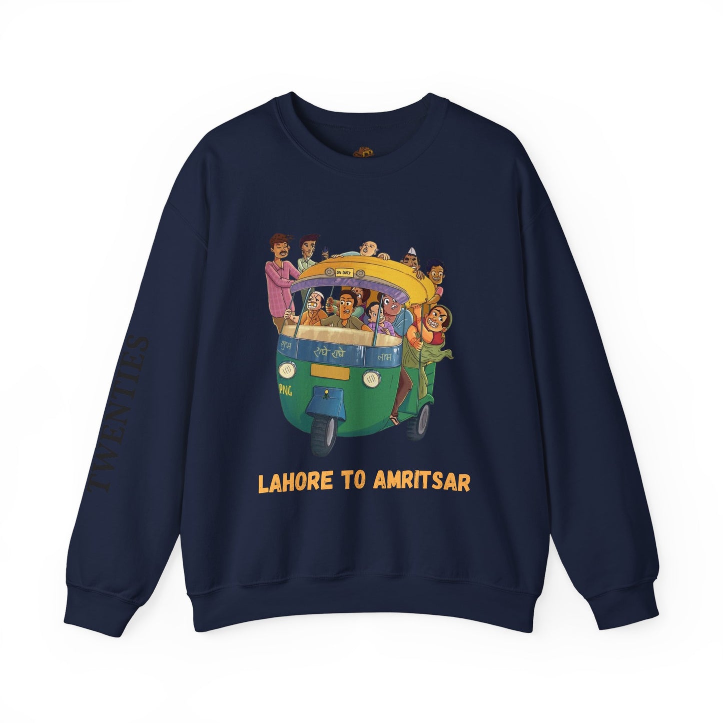 Cultural Adventure Sweatshirt - Lahore to Amritsar Design, (Customizable Text on the Arm) Unisex Crew, Comfy Casual Wear