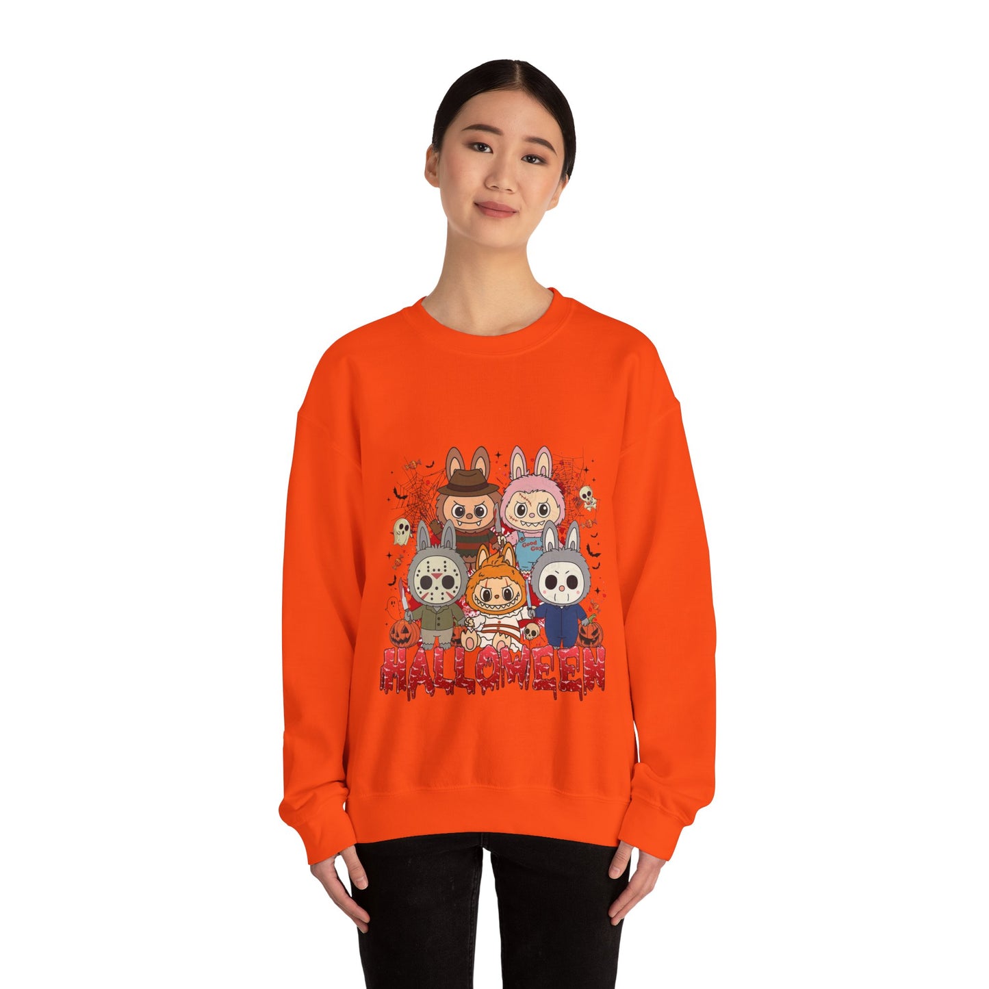 Labubu Halloween Sweatshirt, Cute Monster Costume Pullover, Trick or Treat Jumper, Spooky Cartoon Sweater, Unisex Monster Hoodie