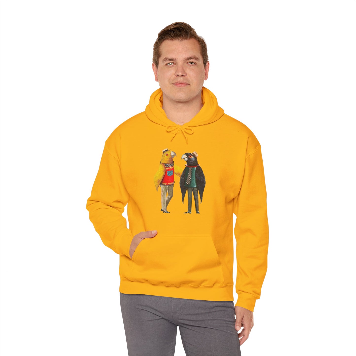 Hooded Sweatshirt Love Birds Parrots Couple Illustrations