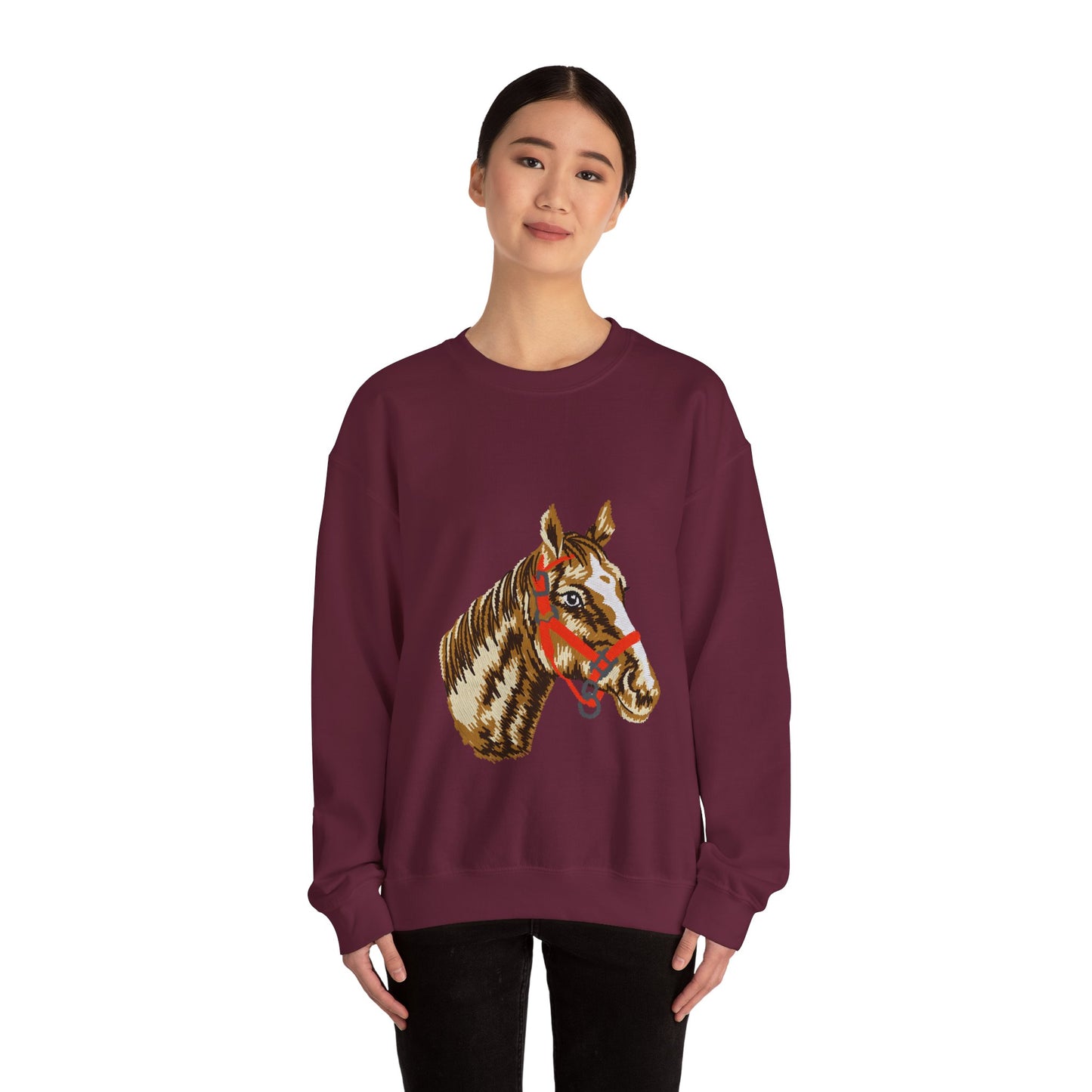 Horse Painting Heavy Blend Sweatshirt, Equestrian Art Apparel, Horse Lover Gift, Hand Painted Horse Design, Equine Sweatshirt
